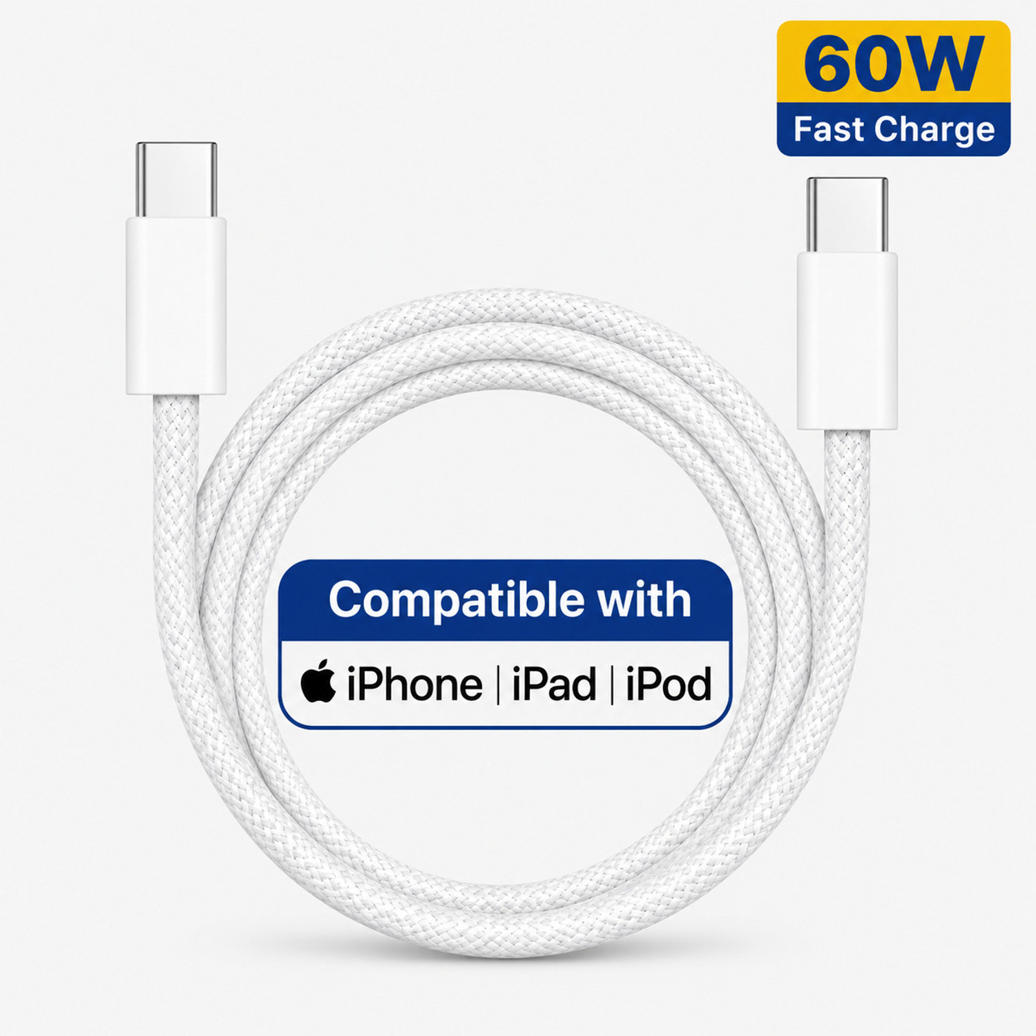 Homemo Type C 6 A 1 M Nylon Braided Fast Charging Type-C To Type-C Power Cord 1