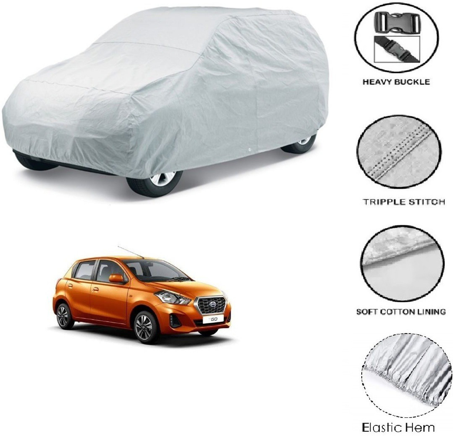 Giffen Car Cover For Datsun Go (Without Mirror Pockets) 7