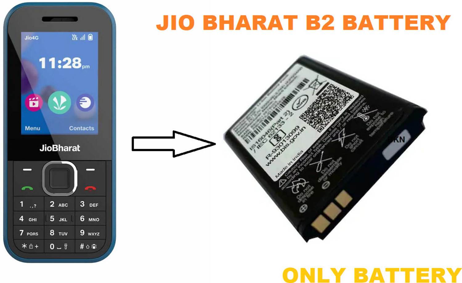 Bkn Mobile Battery For Jio Original For Jio Bi10F, Jio Ac10F (Bl-5C) ,Bharat V2 , K1 4G 1000Mah, Battery 1