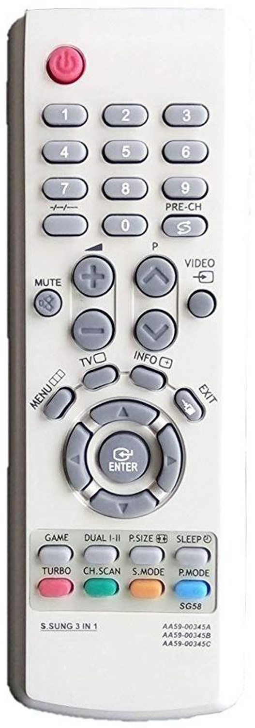 Lipiworld 3 In 1 Aa59-00345A,Aa59-00345B,Aa59-00345C Crt Tv Universal Remote Control Compatible For Sg58 Crt Tv Samsung Remote Controller 1