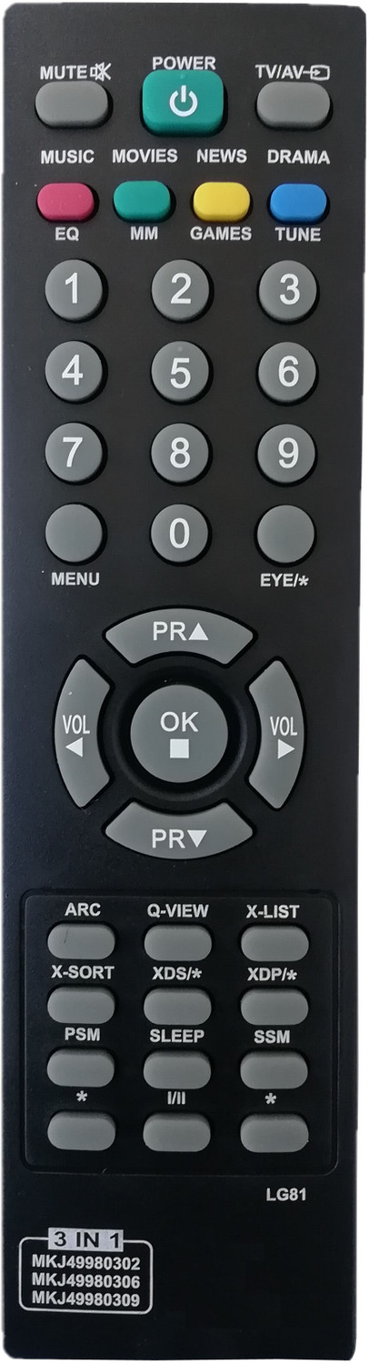 Lipiworld 81 3 In 1 Mkj49980302 Mkj49980306 Mkj49980309 Tv Universal Remote Control Compatible For Crt Tv Lg Remote Controller 3