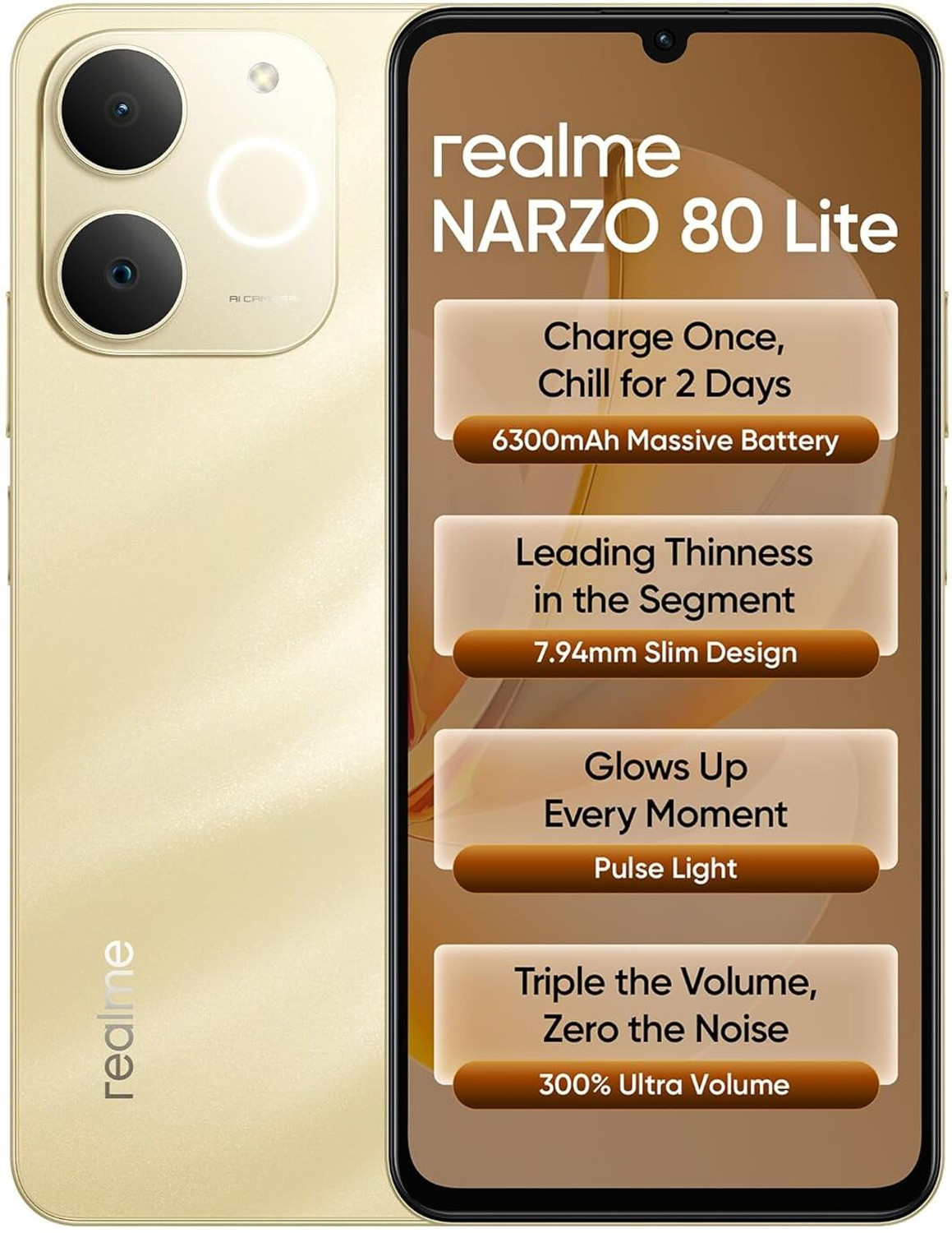Realme Narzo 80 Lite (Beach Gold, 64 Gb) 1
