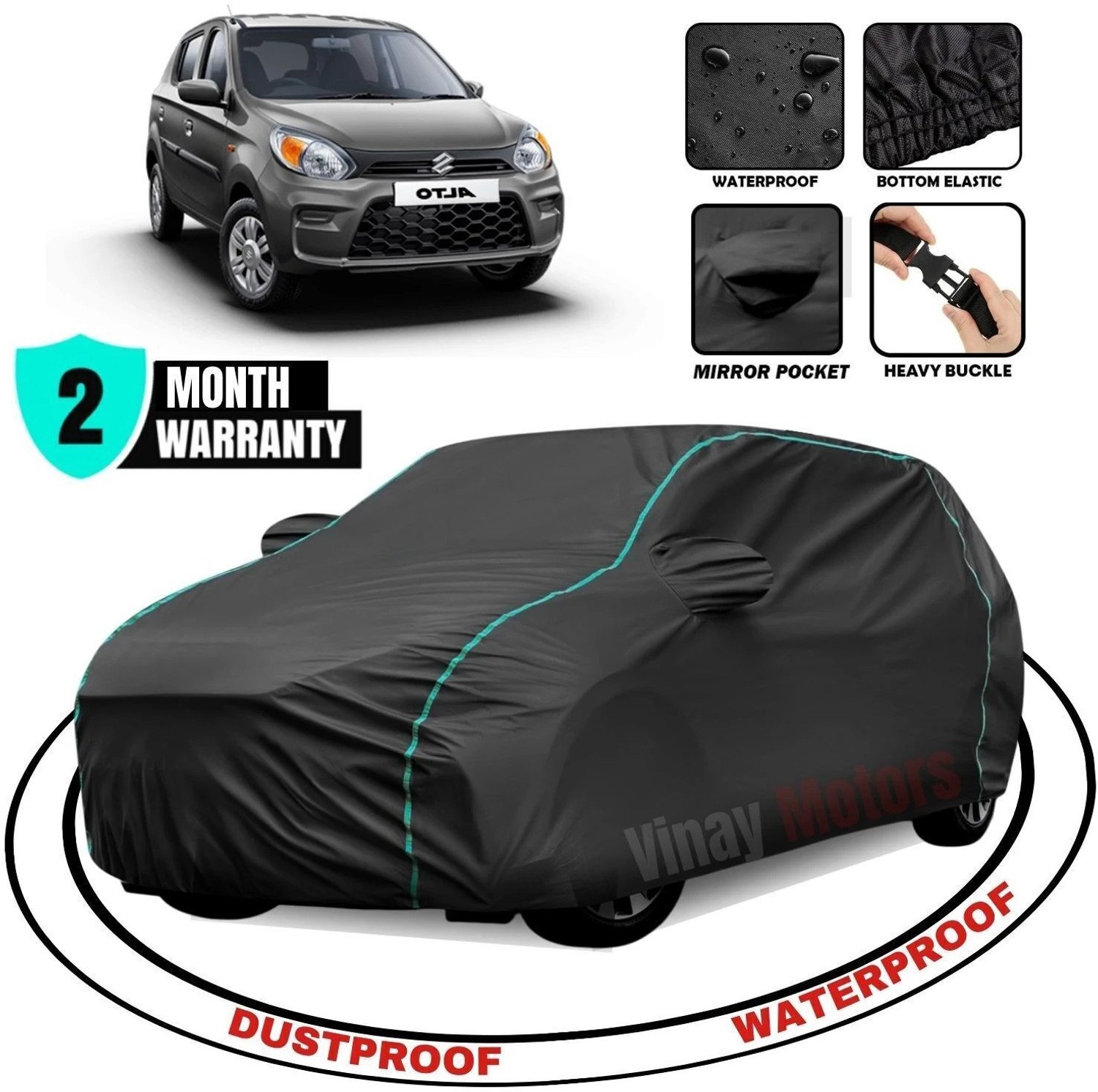 Vinaymotors Car Cover For Maruti Suzuki Alto 800, Alto 800 Lx, Alto 800 Lxi, Alto 800 Std, Alto 800 Vxi (With Mirror Pockets) 25