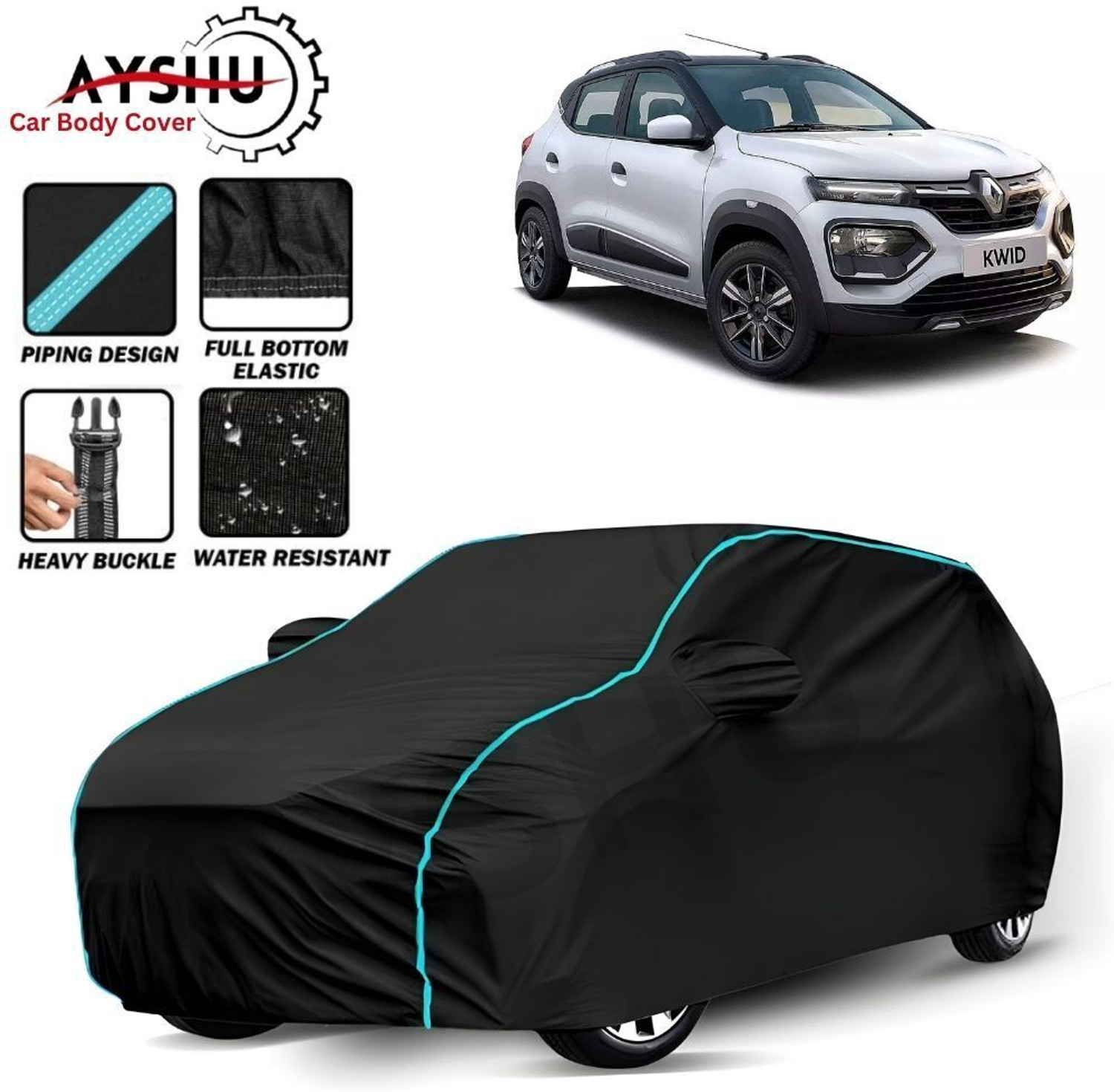 Ayshu Car Cover For Renault Kwid, Kwid Amt, Kwid Climber 1.0 Amt (With Mirror Pockets) 1