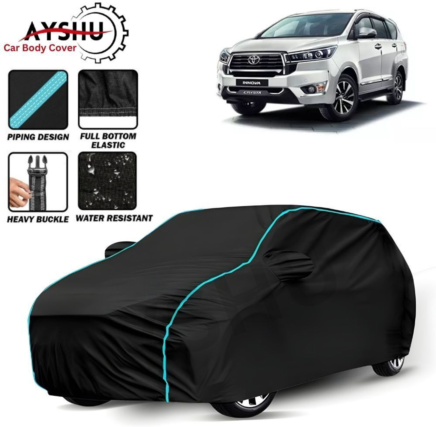 Ayshu Car Cover For Toyota Innova, Innova 2.5 G (Diesel) 7 Seater, Universal For Car (With Mirror Pockets) 1