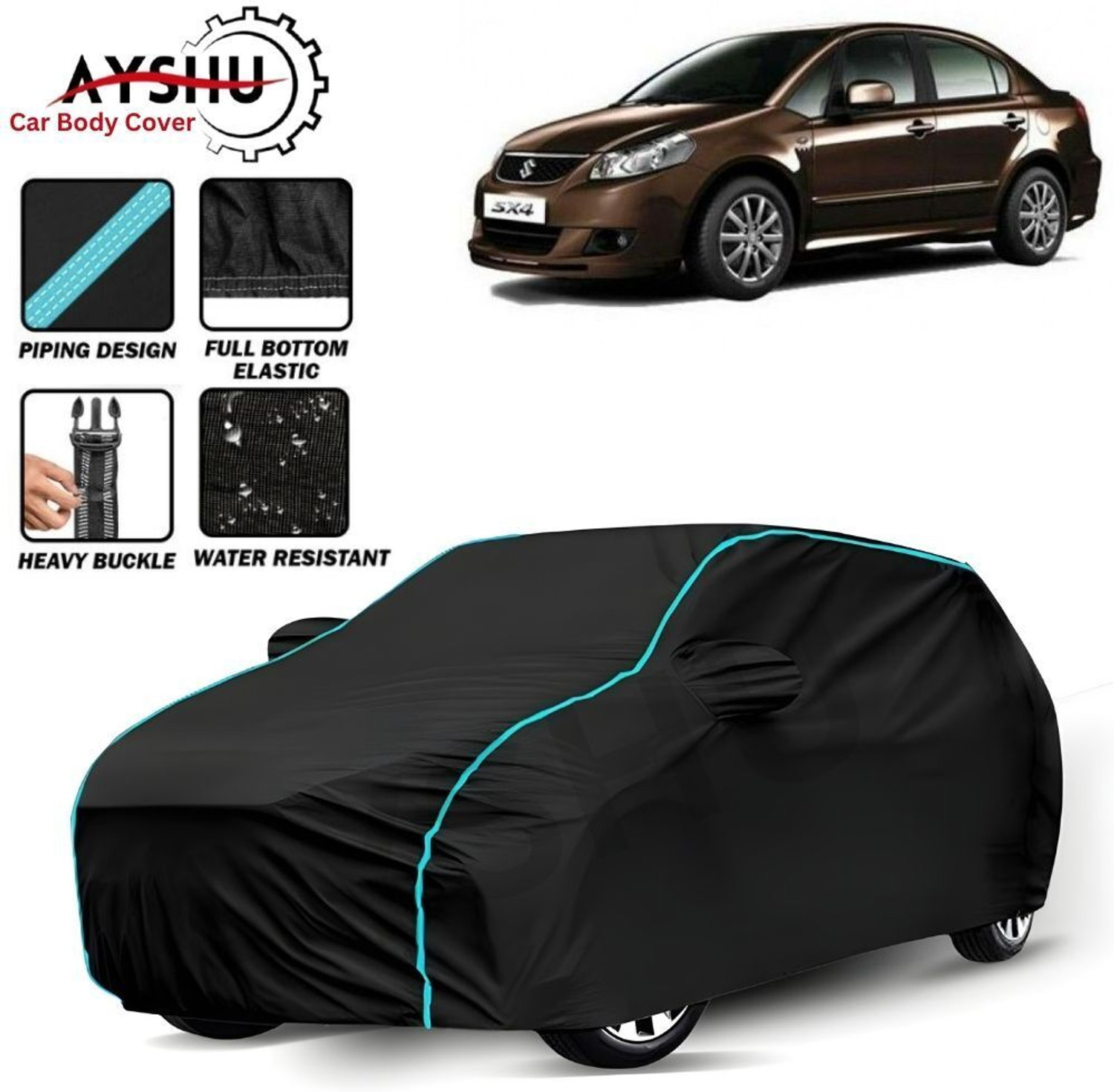 Ayshu Car Cover For Maruti Suzuki Sx4, Sx4 1.2L (D), Universal For Car (With Mirror Pockets) 1