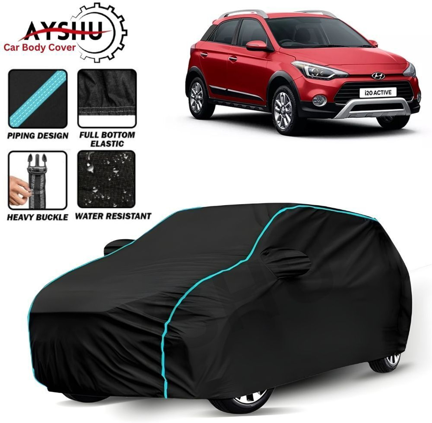 Ayshu Car Cover For Hyundai I20, I20 Active, I20 Active 1.2 Sx With Avn (With Mirror Pockets) 1