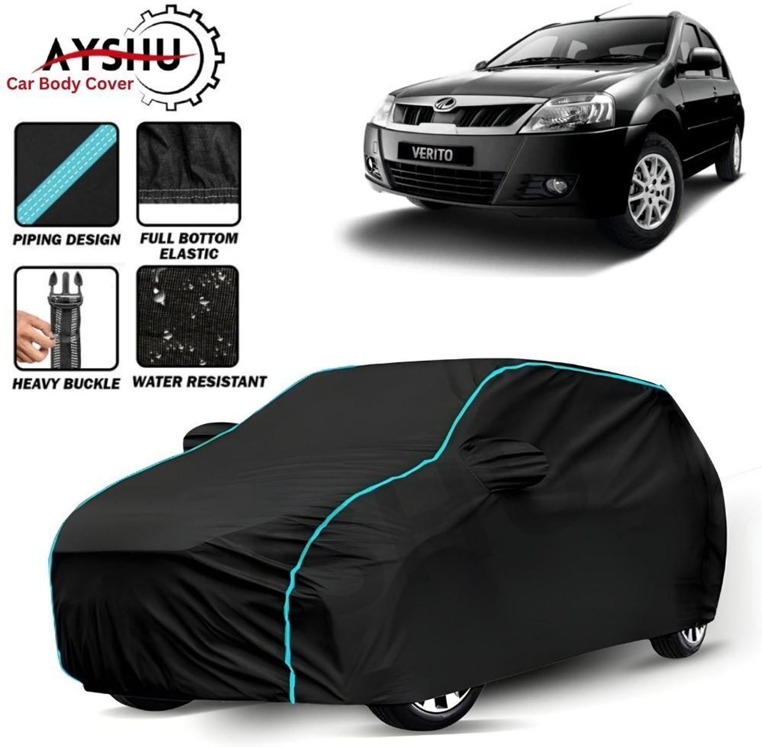 Ayshu Car Cover For Mahindra Verito Vibe, Verito 1.5 D2, Universal For Car (With Mirror Pockets) 53