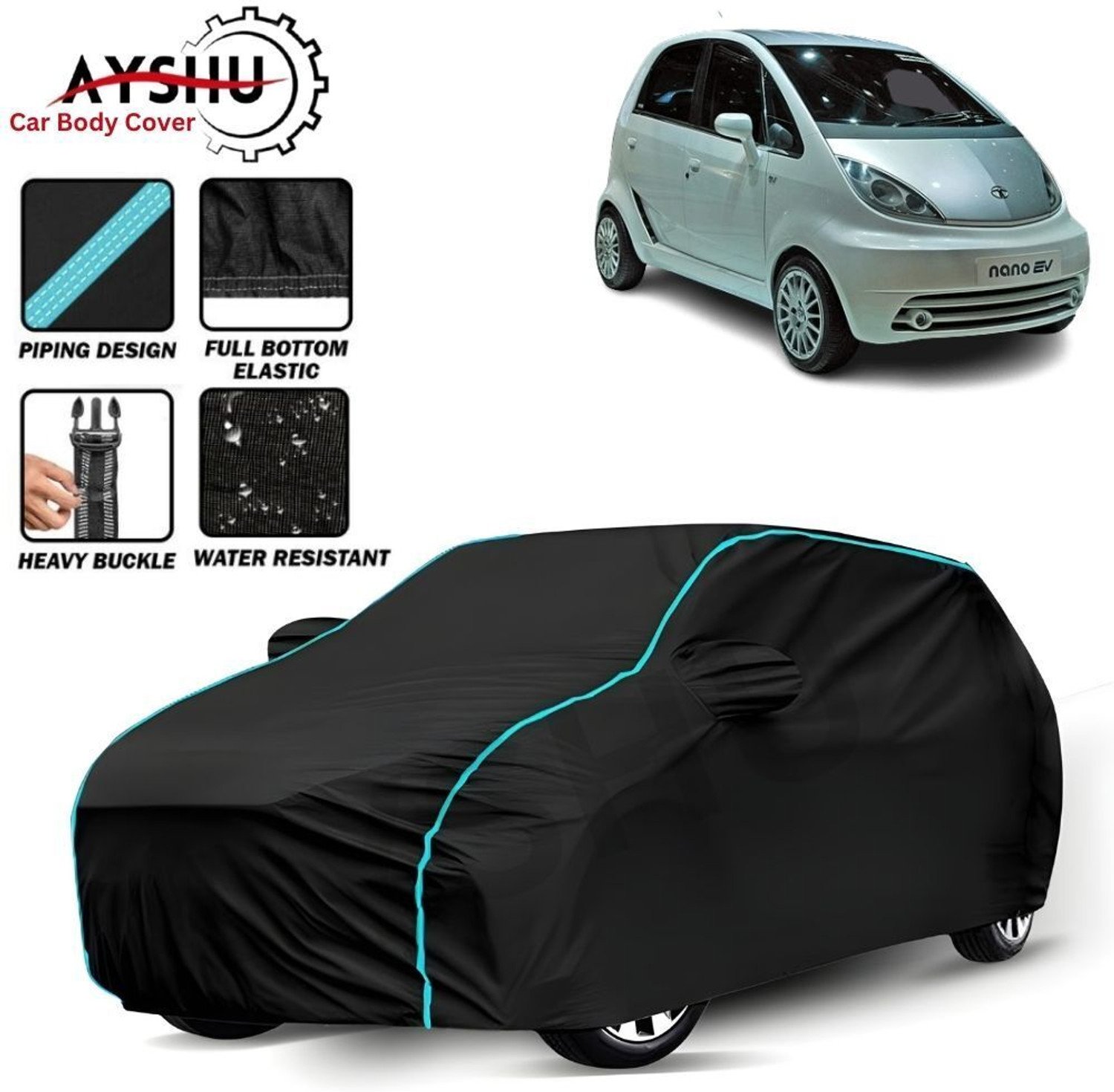 Ayshu Car Cover For Tata Nano, Nano Cng Xm, Nano Lx, Nano Xta, Universal For Car (With Mirror Pockets) 1