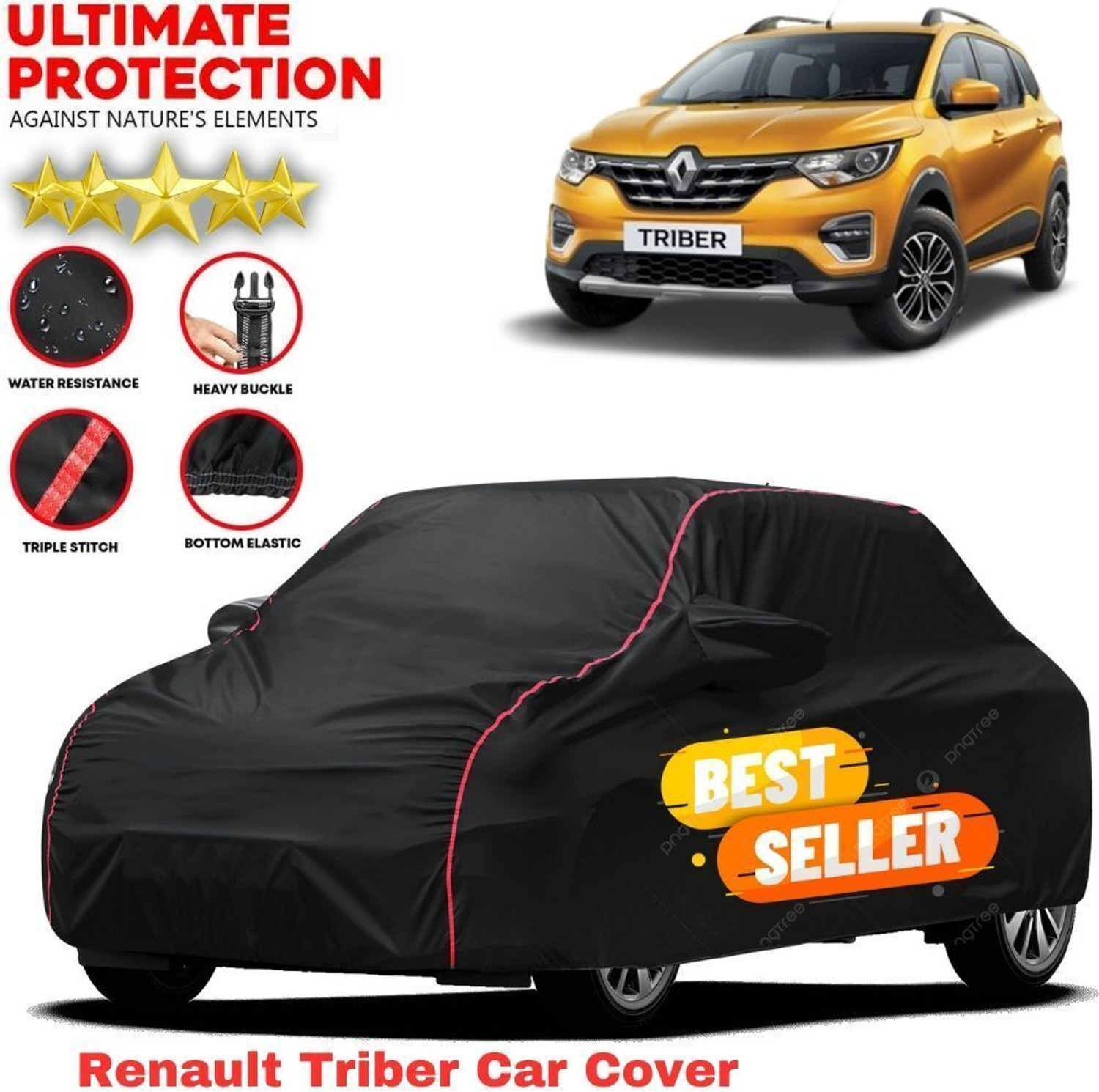 Jmk Car Cover For Renault Triber, Triber Rxe, Triber Rxe Petrol, Triber Rxz, Universal For Car (With Mirror Pockets) 1