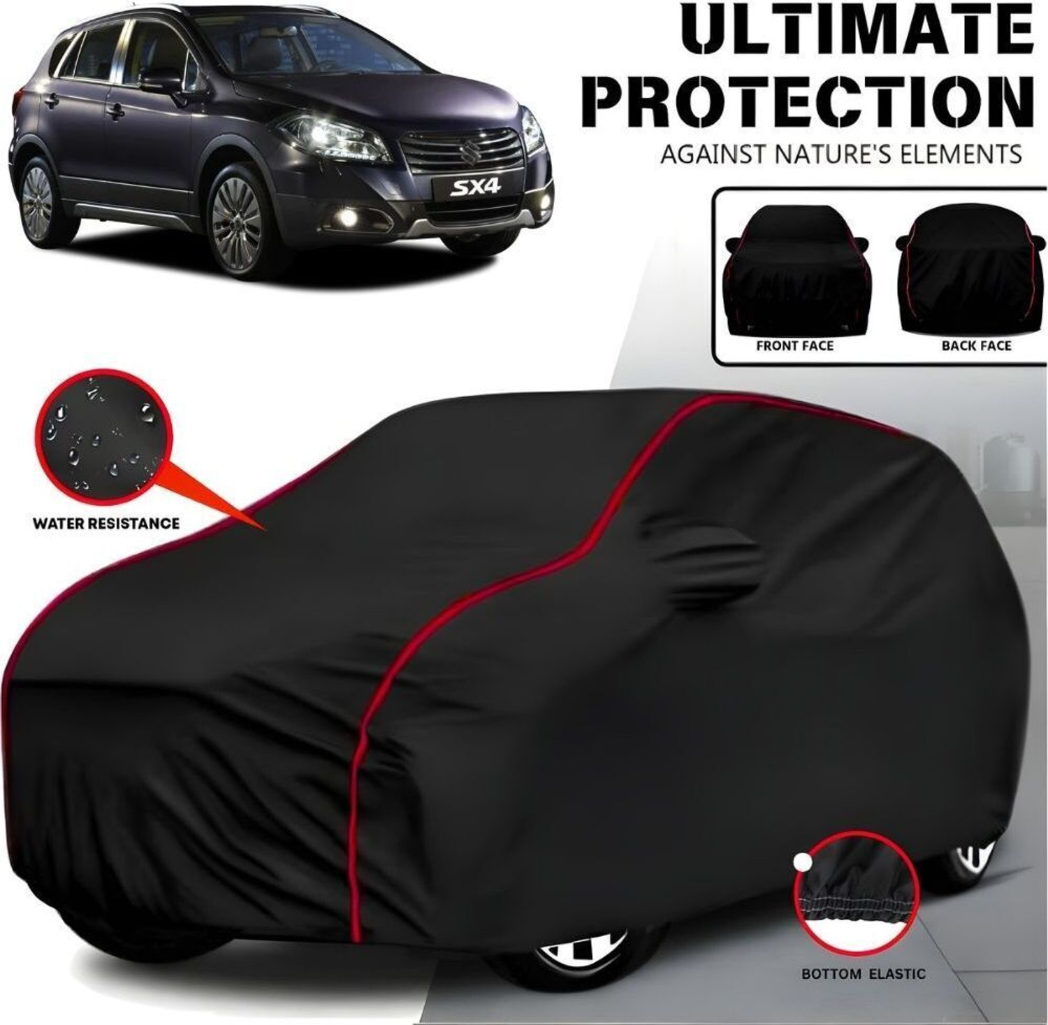 Jmk Car Cover For Maruti Suzuki Sx4, Sx4 1.2L (D), Universal For Car (With Mirror Pockets) 1