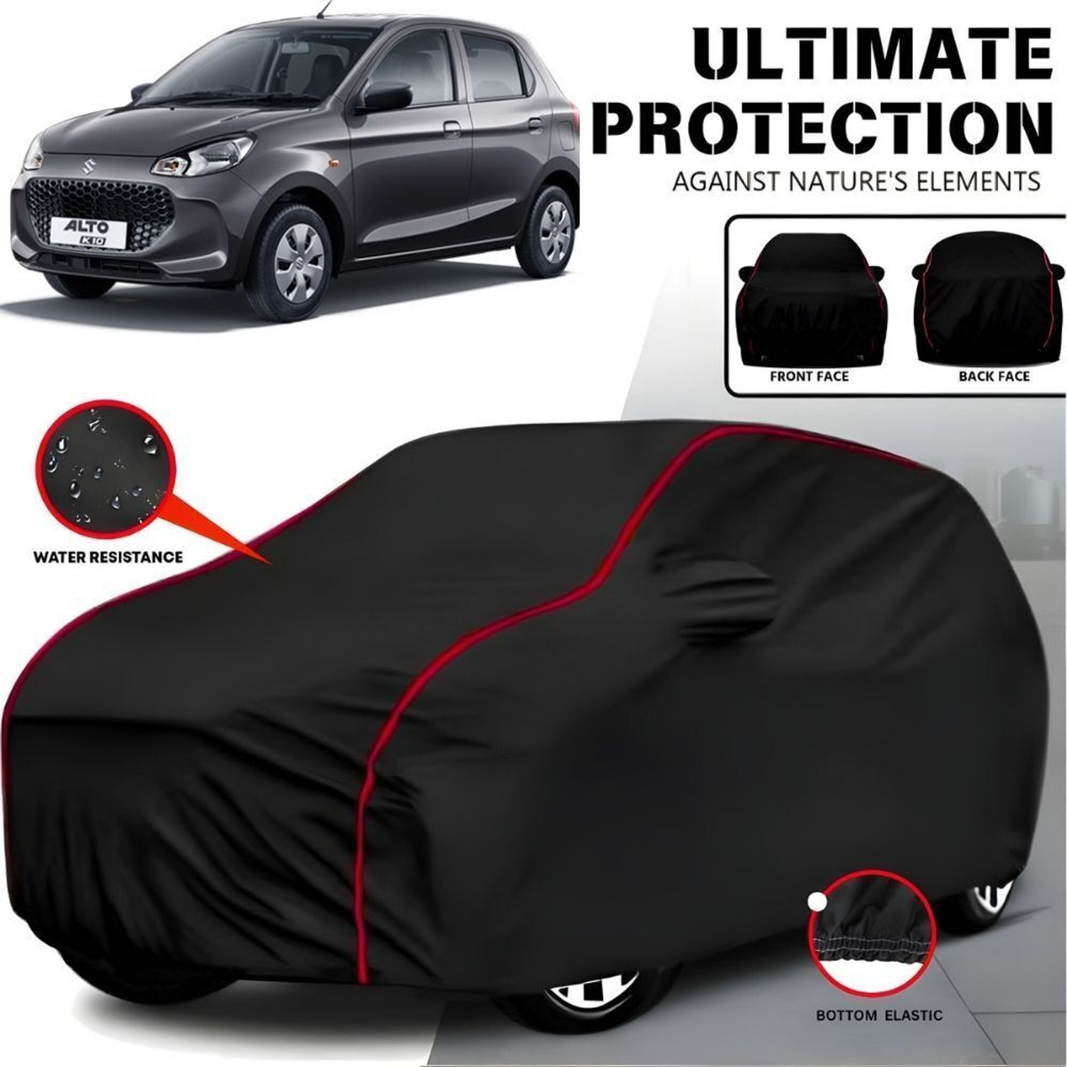 Ayshu Car Cover For Maruti Suzuki Alto, Alto K10, Alto 800, Alto 800 Cng Lx, Alto K10 Lx, Alto K10 Lxi Cng, Alto 800 Vxi Plus Petrol (With Mirror Pockets) 1