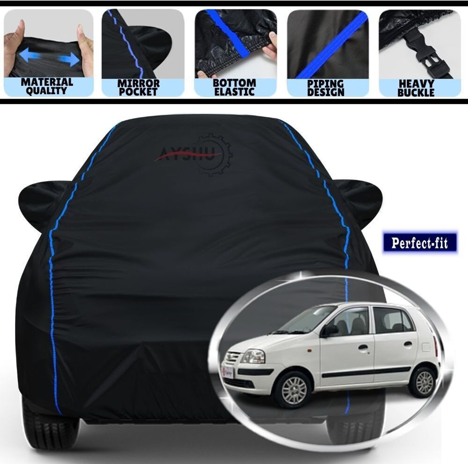 Coverxpert Car Cover For Hyundai Santro, Santro 1.0I, Santro Asta Petrol, Santro Embera, Santro Era Executive Petrol, Santro Gls I Euro I, Santro L2, Santro Ls Zip Drive (With Mirror Pockets) 1