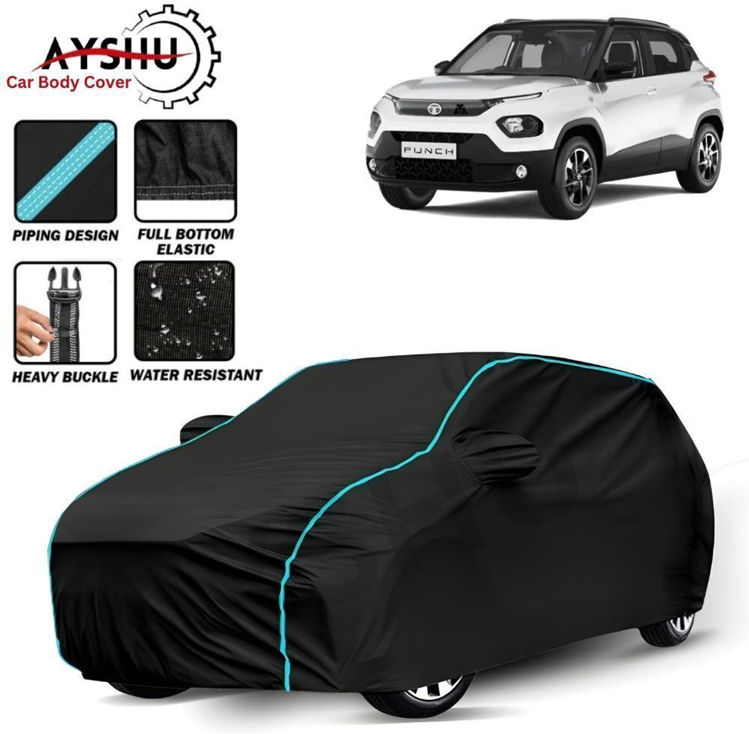 Jmk Car Cover For Tata Punch, Universal For Car (With Mirror Pockets) 1