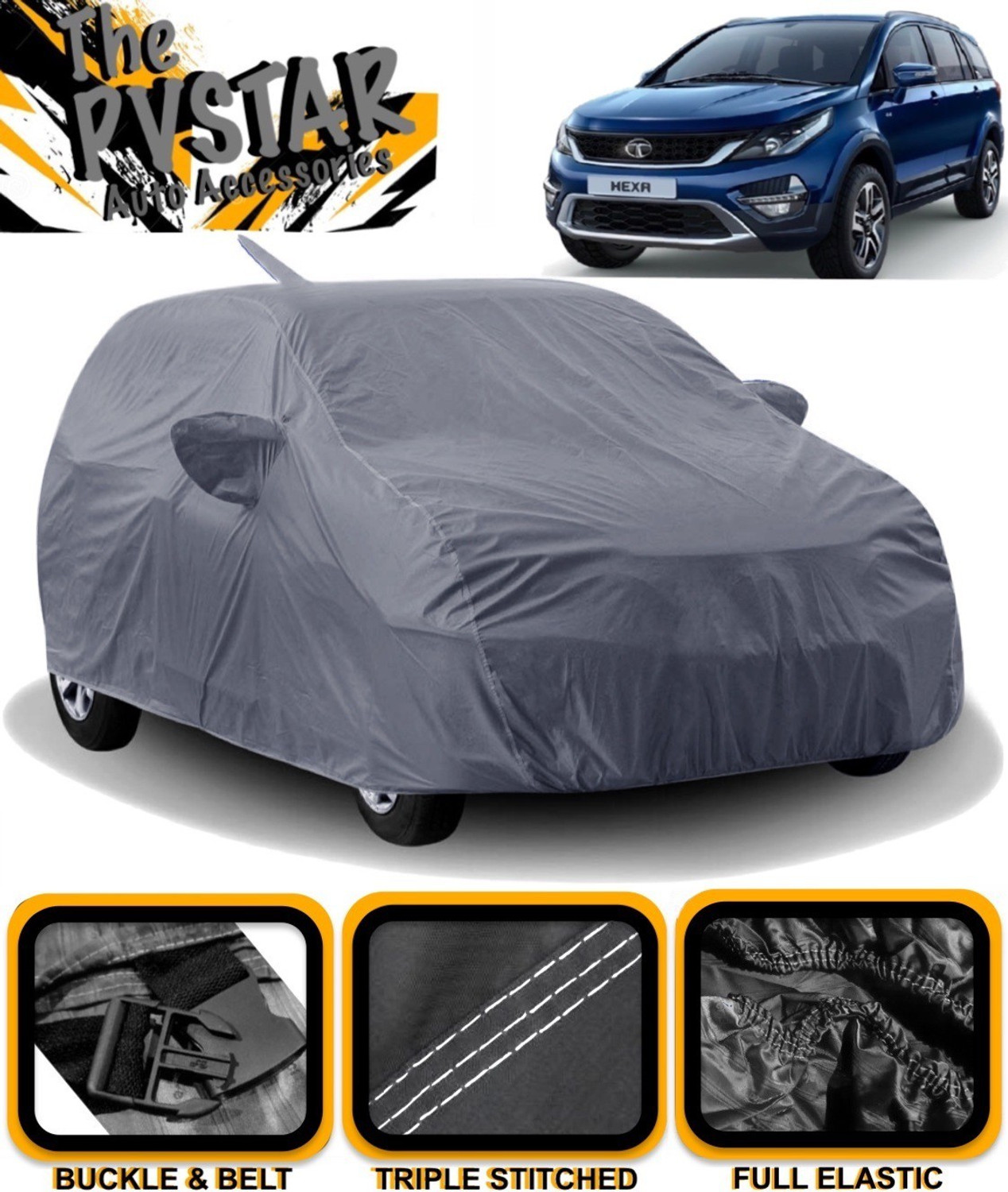 Pvstar Car Cover For Tata Hexa (With Mirror Pockets) 1
