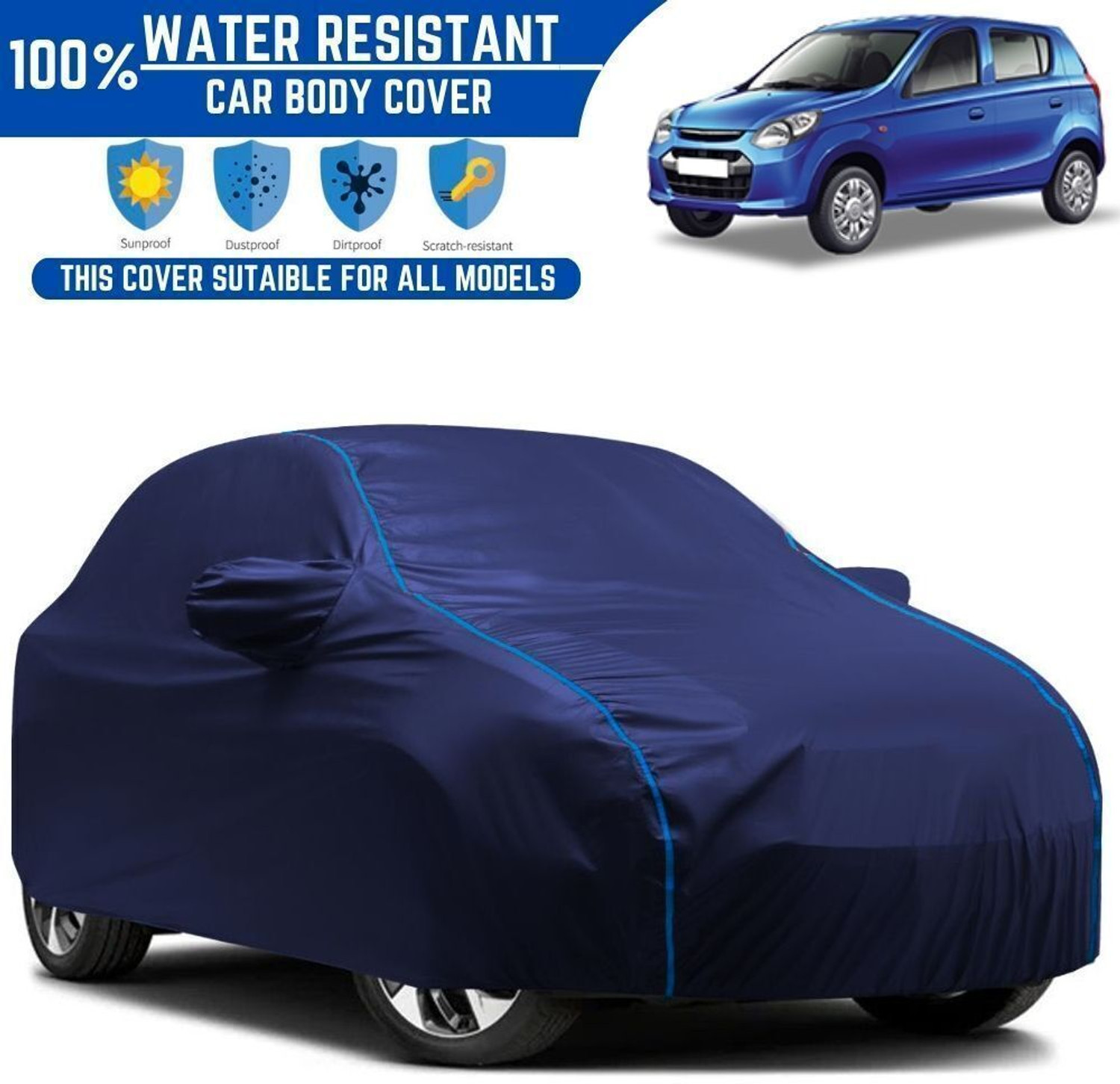 Actimo Car Cover For Maruti Suzuki Alto, Alto 800, Alto 800 Cng Lx, Alto 800 Lx, Universal For Car (With Mirror Pockets) 33