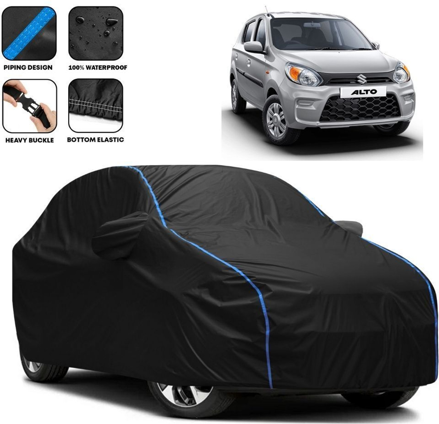 Actimo Car Cover For Maruti Suzuki Alto, Universal For Car (With Mirror Pockets) 3