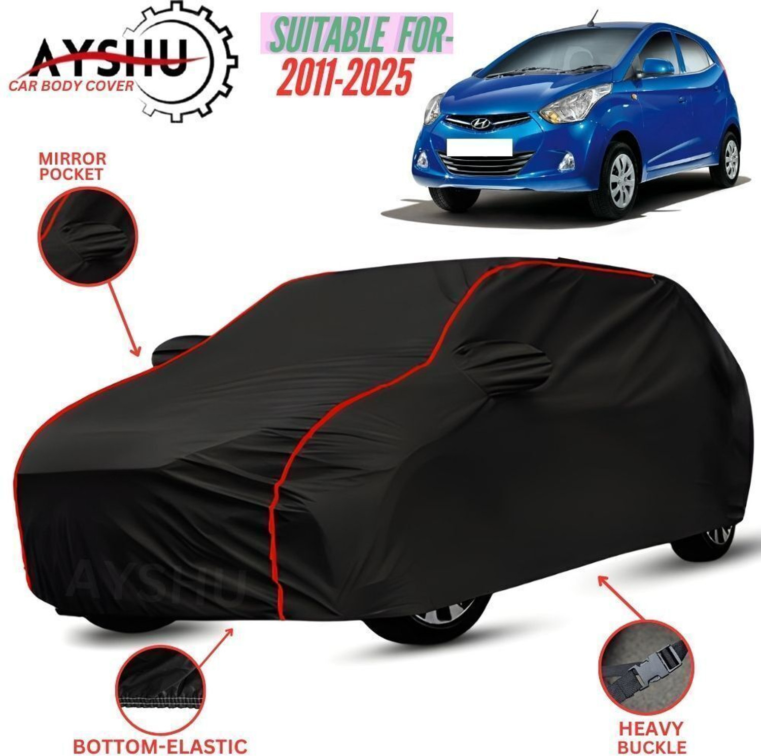 Actimo Car Cover For Hyundai Eon, Eon 1.0 Kappa Magna Plus Optional, Universal For Car (With Mirror Pockets) 1