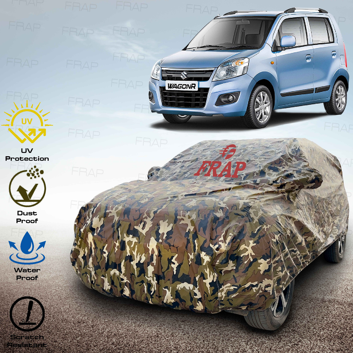 Frap Car Cover For Maruti Suzuki Wagonr (With Mirror Pockets) 1