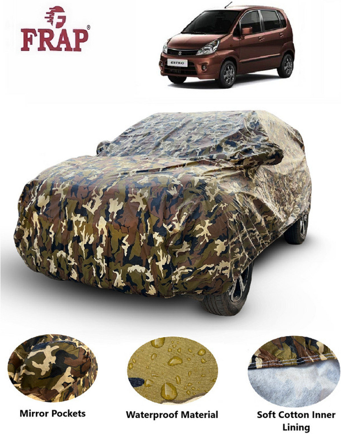 Frap Car Cover For Maruti Suzuki Zen Estilo (With Mirror Pockets) 1
