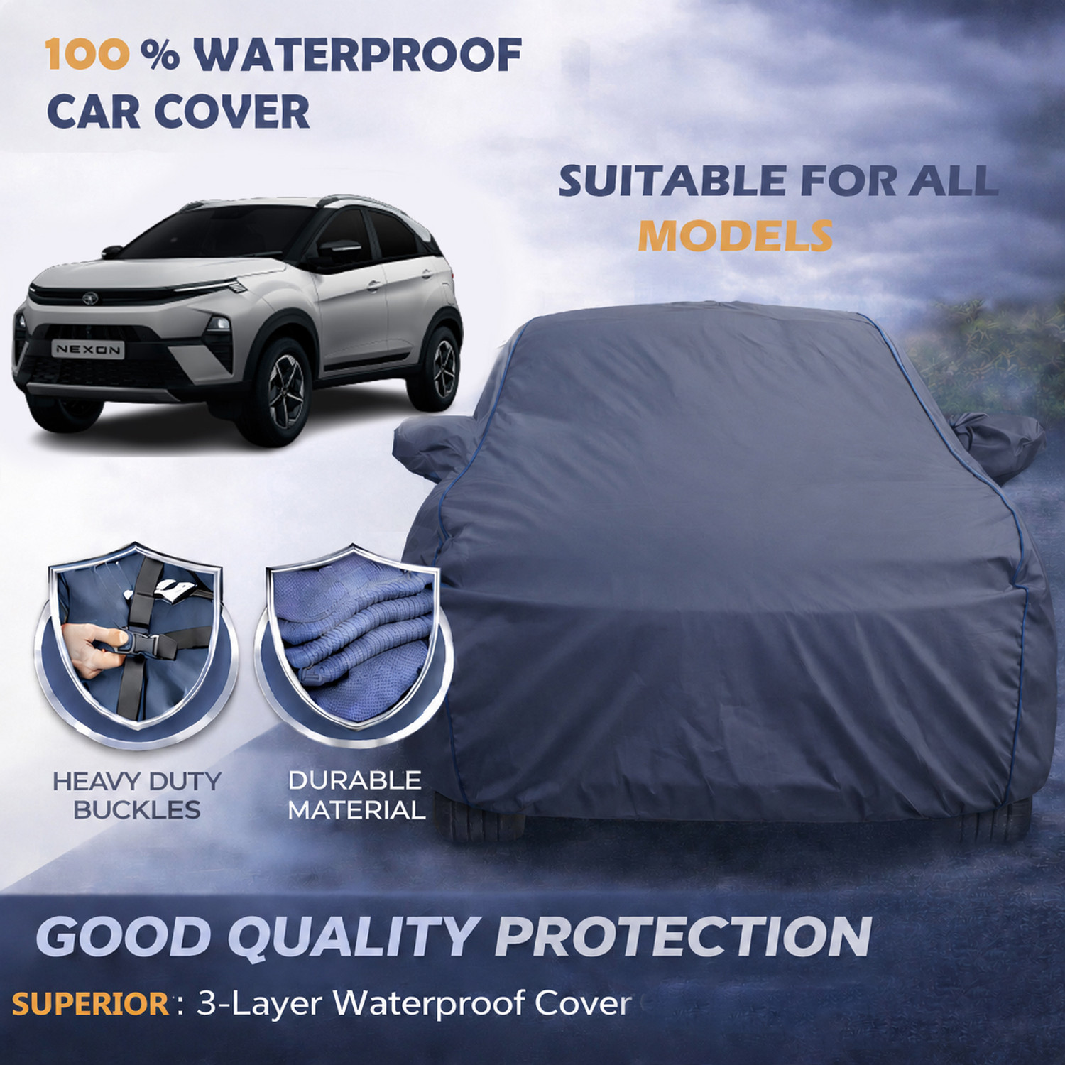 Driveblaze Car Cover For Tata Nexon (With Mirror Pockets) 1