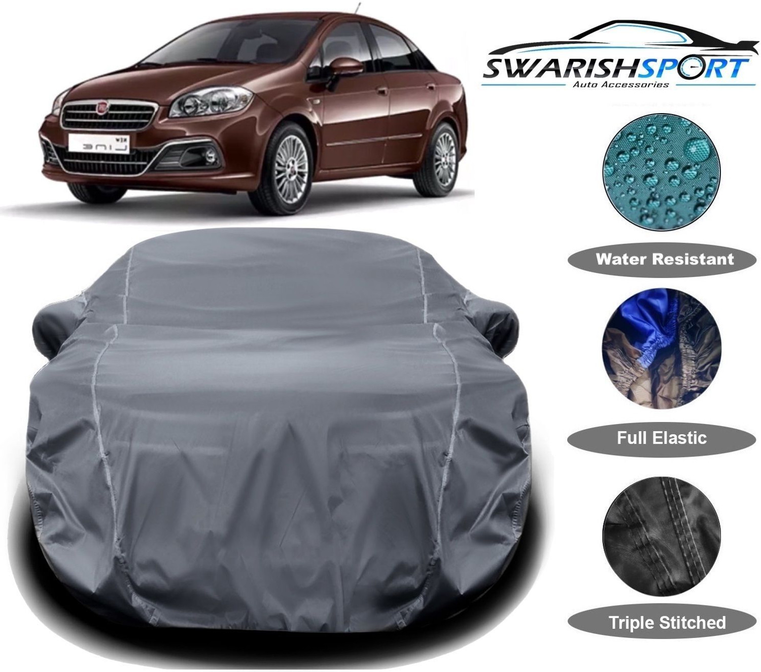 Swarish Car Cover For Fiat Linea (With Mirror Pockets) 1