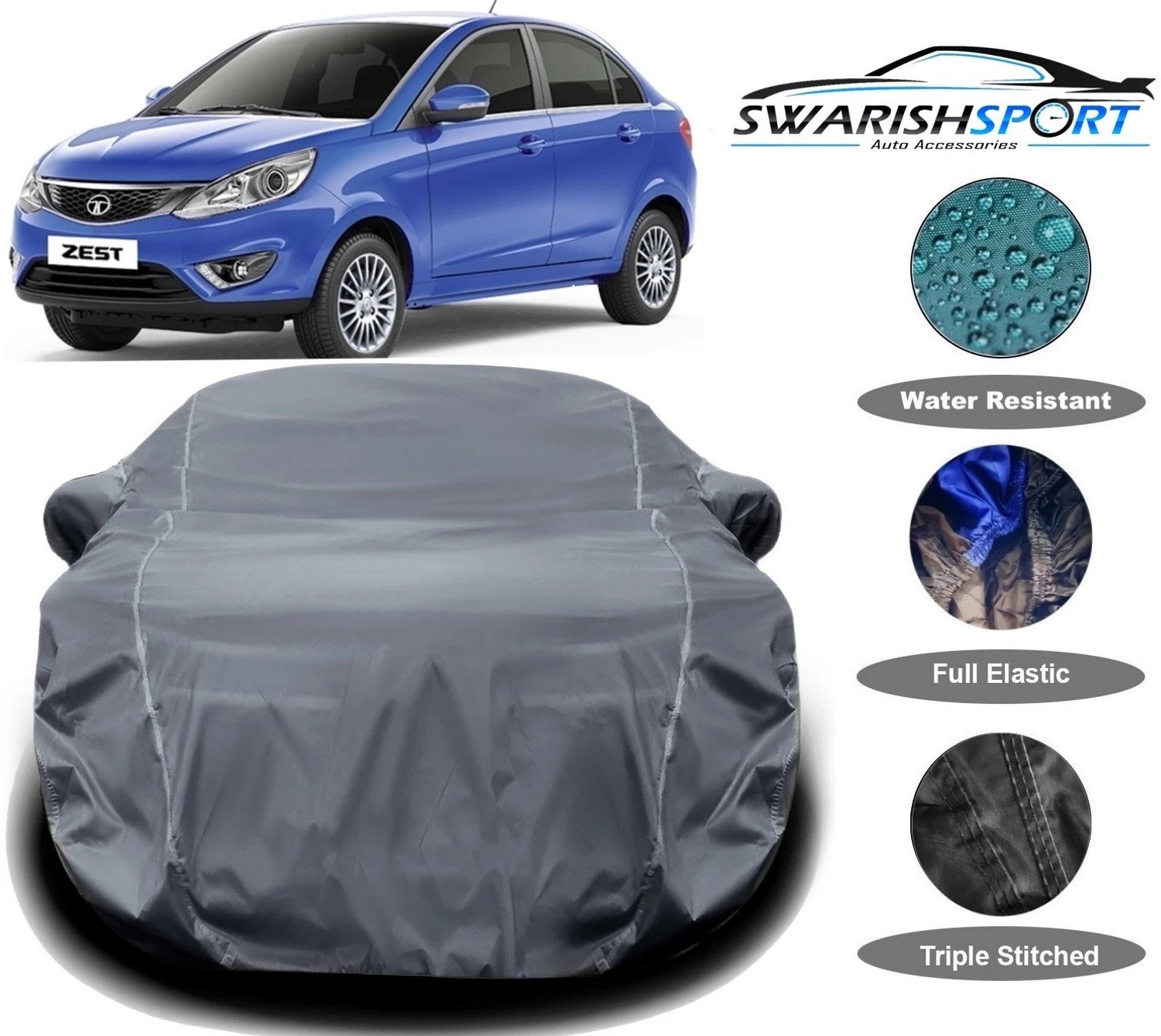 Swarish Car Cover For Tata Zest (With Mirror Pockets) 39