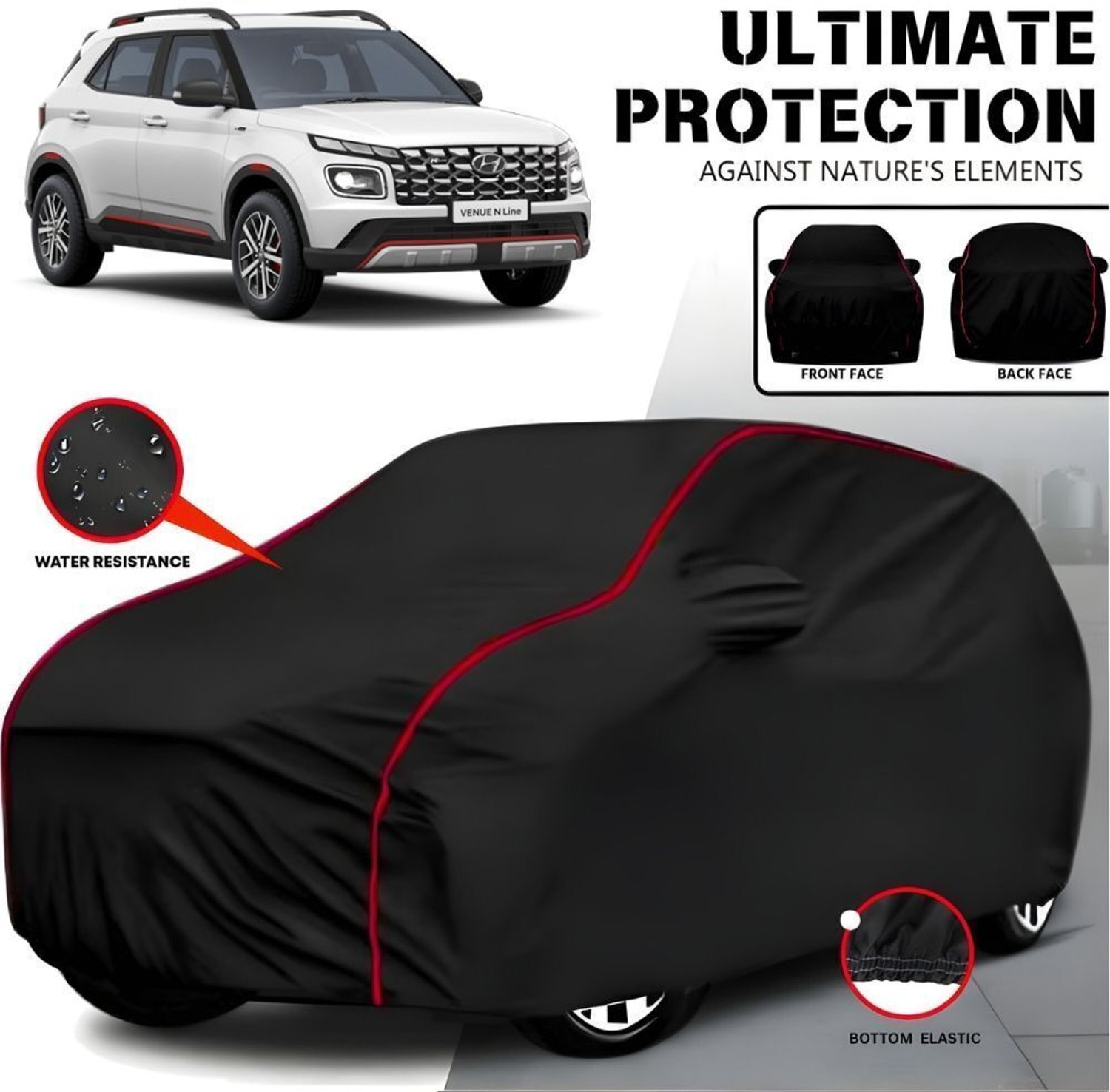 Jmk Car Cover For Hyundai Venue, Universal For Car (With Mirror Pockets) 1