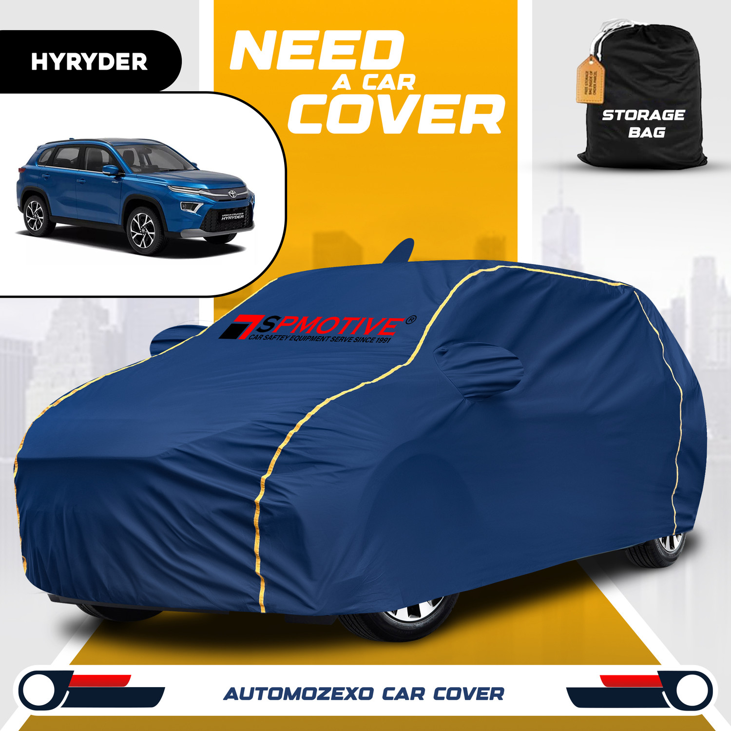 Spmotive Car Cover For Maruti Hyryder (With Mirror Pockets) 1