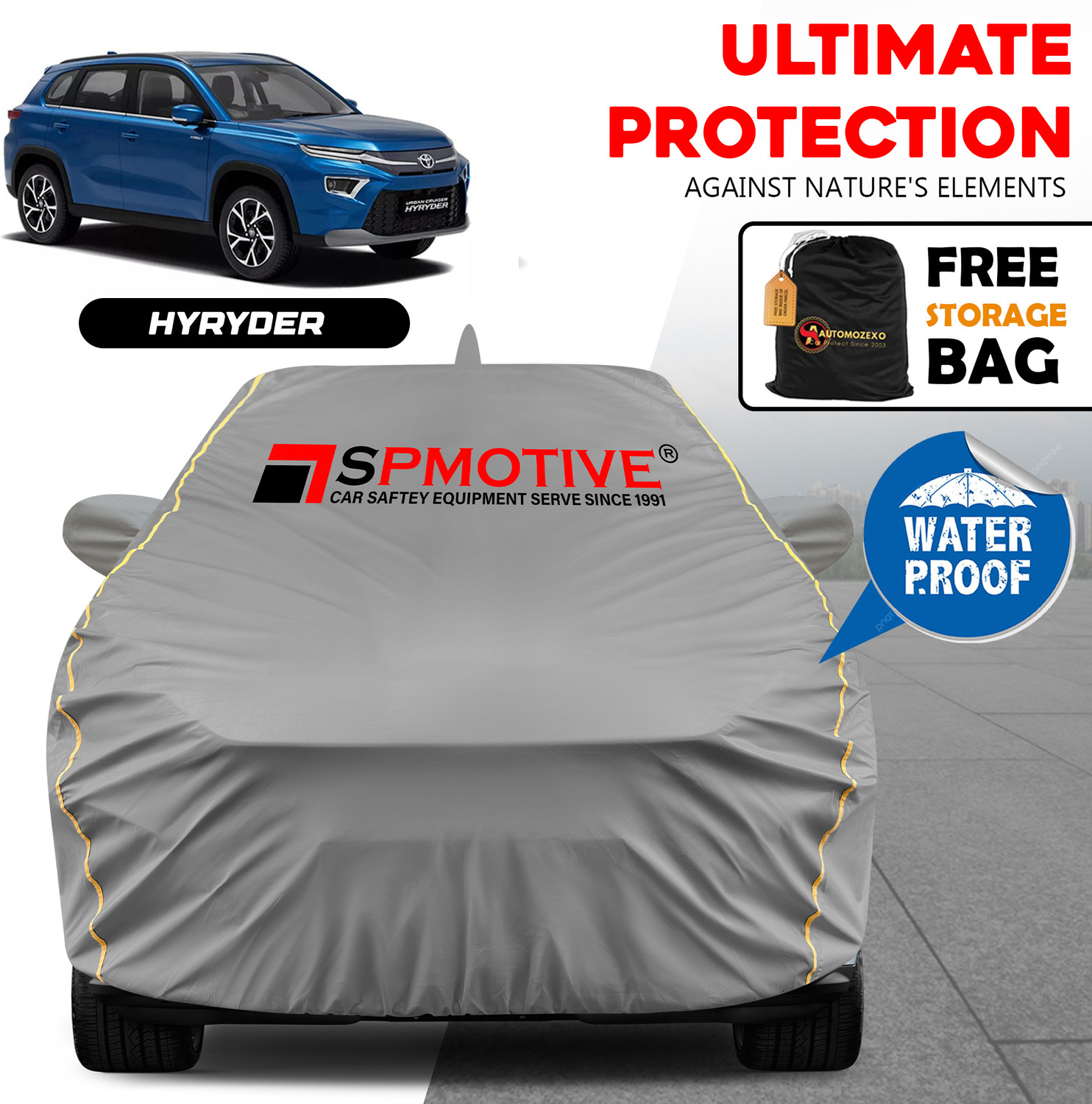 Spmotive Car Cover For Toyota Hyryder (With Mirror Pockets) 1