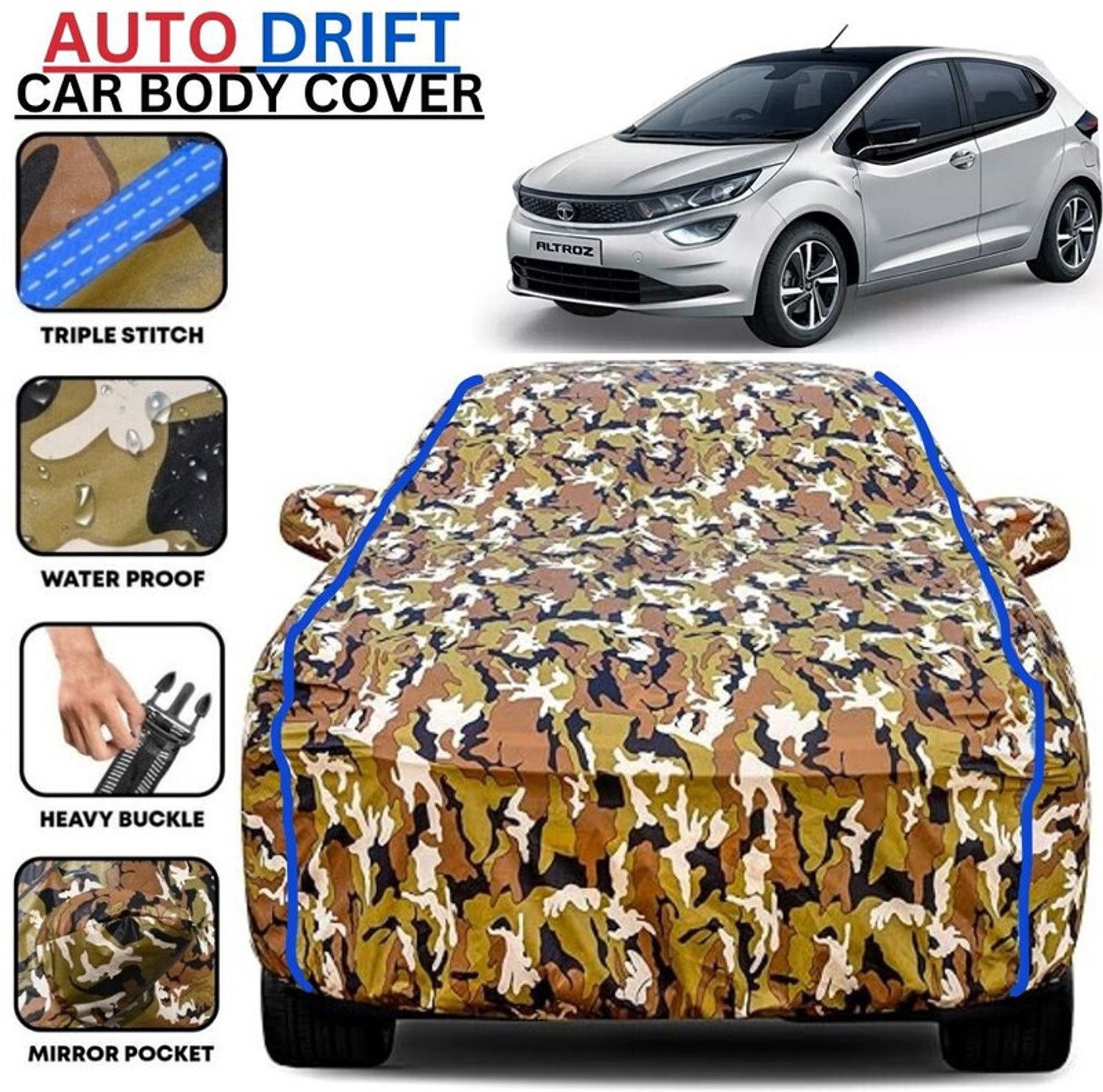 Botauto Car Cover For Tata Altroz, Altroz Ev, Altroz Xe Diesel, Altroz Xe Petrol (With Mirror Pockets) 1