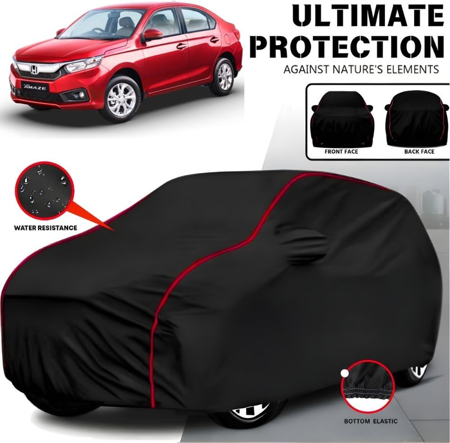 Ayshu Car Cover For Honda Amaze, Universal For Car (With Mirror Pockets) 1