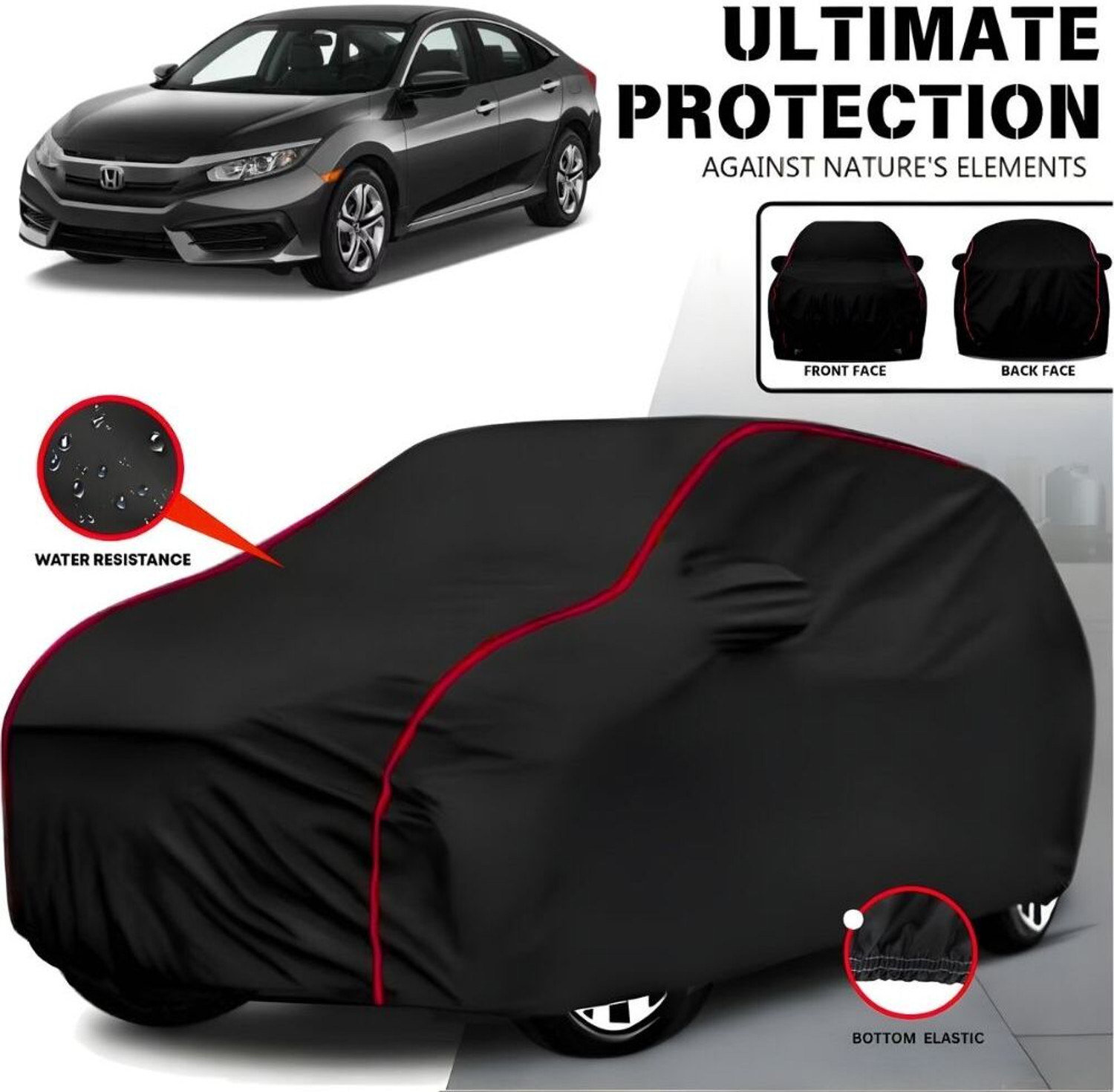 Ayshu Car Cover For Honda Civic, Universal For Car (With Mirror Pockets) 1