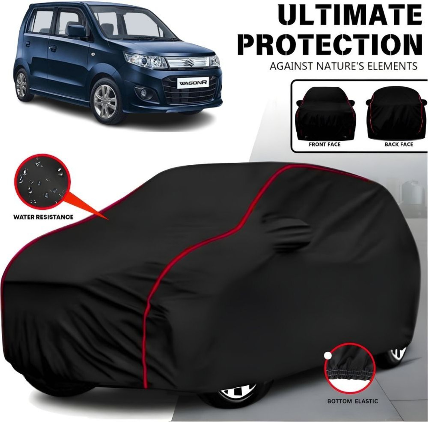 Ayshu Car Cover For Maruti Suzuki Wagonr, Wagonr Electric Vehicle, Wagonr Stingray, Wagon R Vxi Petrol, Wagon R 1.0, Wagon R Cng Lxi, Universal For Car (With Mirror Pockets) 1