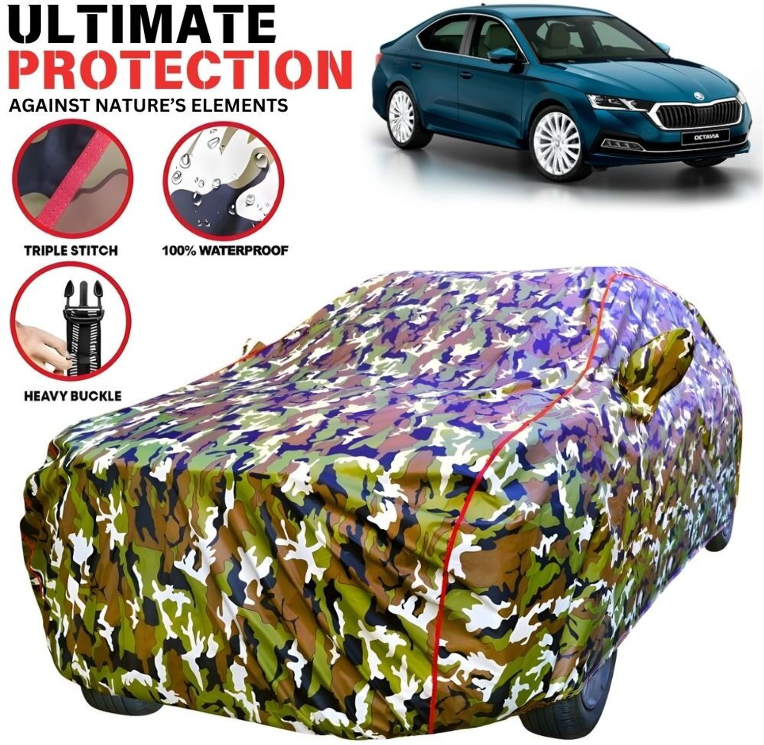 Ayshu Car Cover For Skoda Laura, Laura 1Z3 1.8 Fsi, Laura 1Z3 2 Tdi, Laura 2 Tdi Cr At, Laura Ambition 1.8 Tsi, Universal For Car (With Mirror Pockets) 1