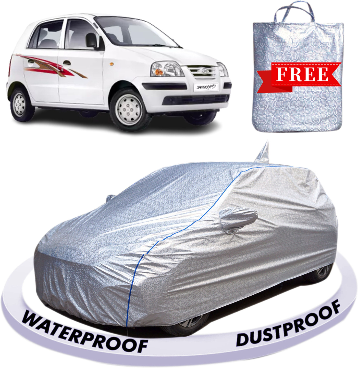 Fabzex Car Cover For Hyundai Santro Xing, Santro Xing 1.1L, Santro Xing Gl, Santro Xing Gl Plus, Santro Xing Xo, Santro Xing Xl Erlx Euro Ii (With Mirror Pockets) 1