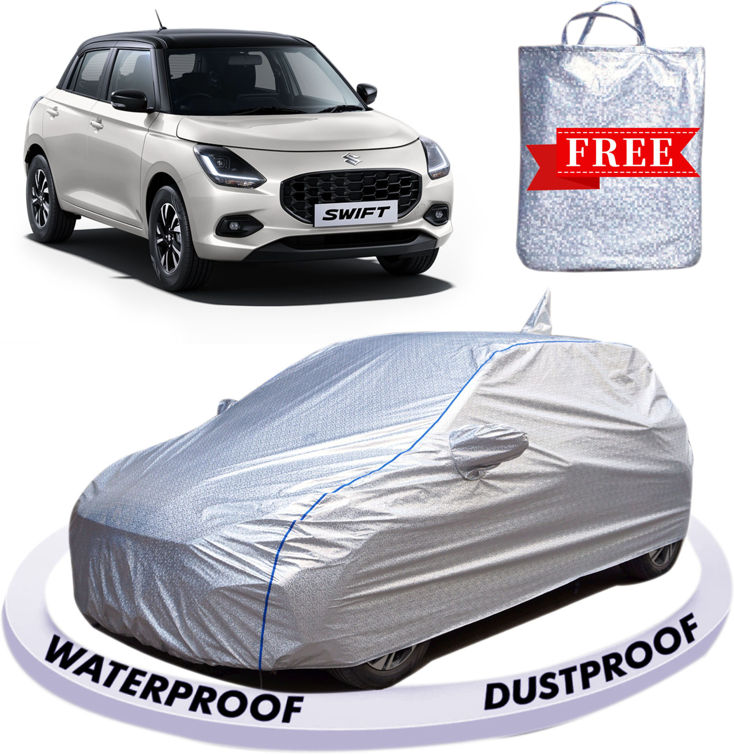 Fabzex Car Cover For Maruti Suzuki Swift, Swift Amt Vdi, Swift Amt Vdi Diesel, Swift Amt Vxi Petrol, Swift Amt Zdi Diesel, Swift Amt Zxi Petrol, Swift Amt Zxi Plus Petrol (With Mirror Pockets) 1