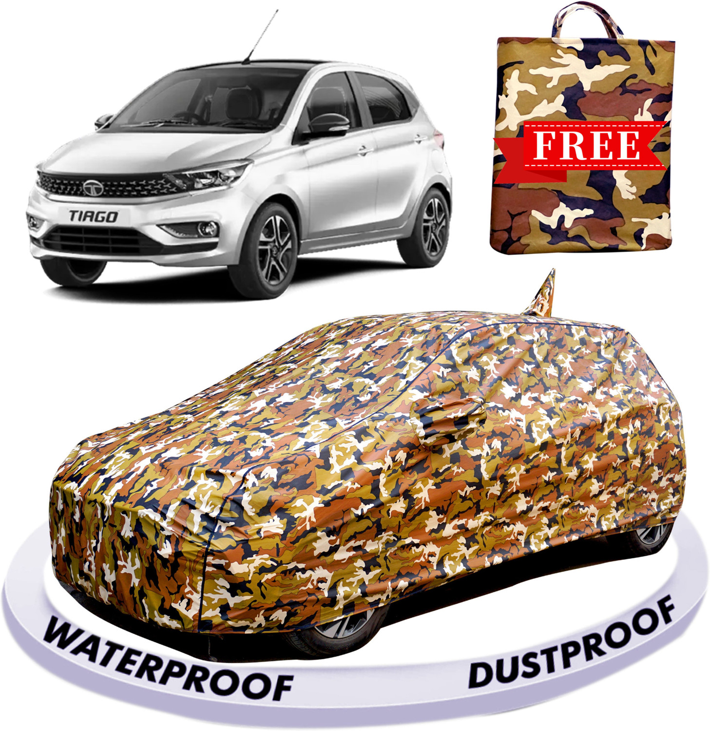 Fabzex Car Cover For Tata Tiago, Tiago 1.05 Revotorq Xm, Tiago Nrg Diesel, Tigor 1.2 Revotron Xt, Tiago Facelift, Tiago Xe Petrol, Tiago Xt Petrol, Tiago Xz Plus Petrol, Tiago Xza Amt Petrol (With Mirror Pockets) 1