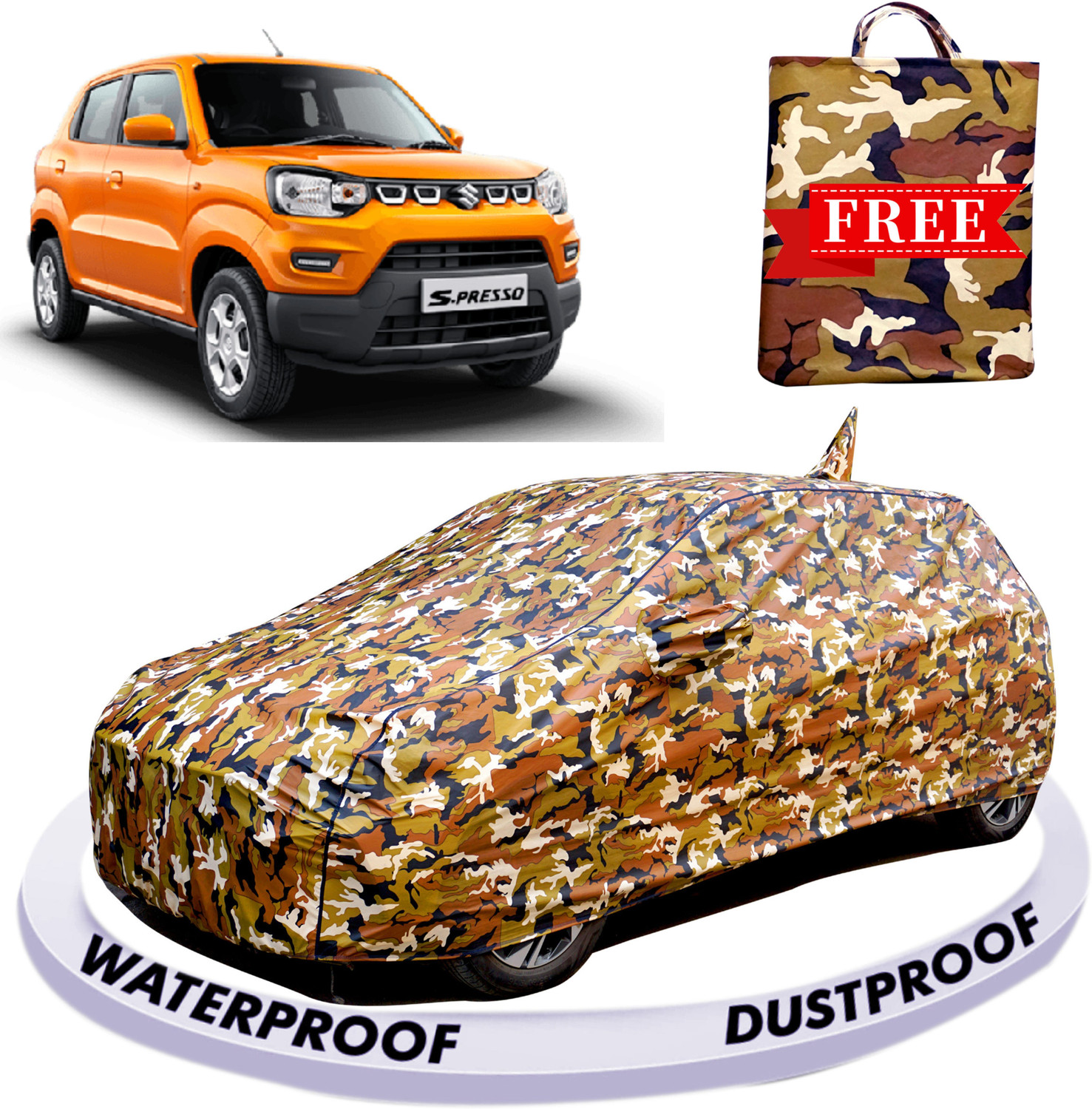 Fabzex Car Cover For Maruti S-Presso, S-Presso Lxi Petrol, S-Presso Std Petrol, S-Presso Vxi At Petrol, S-Presso Vxi, S-Presso Vxi Plus Amt (With Mirror Pockets) 1