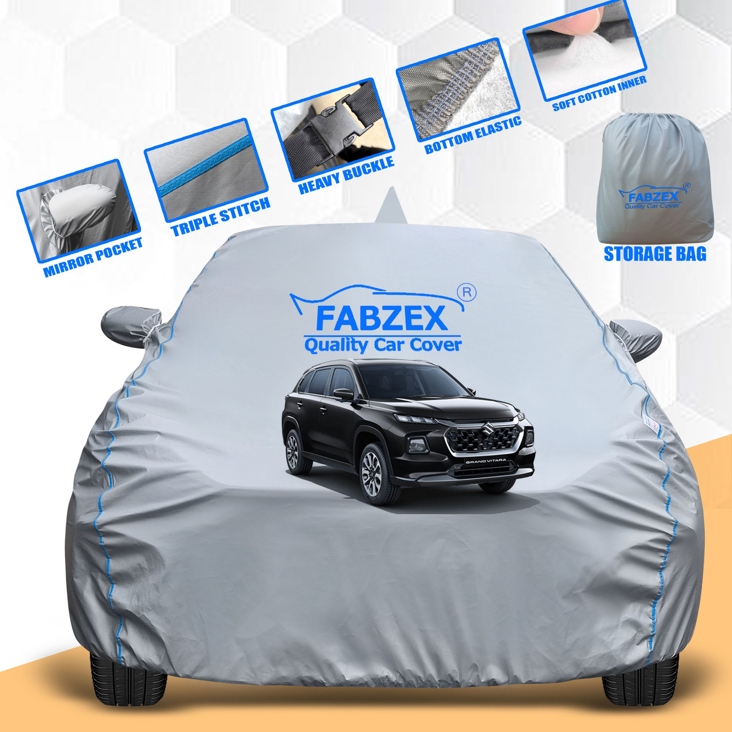 Fabzex Car Cover For Maruti Grand Vitara (With Mirror Pockets) 51