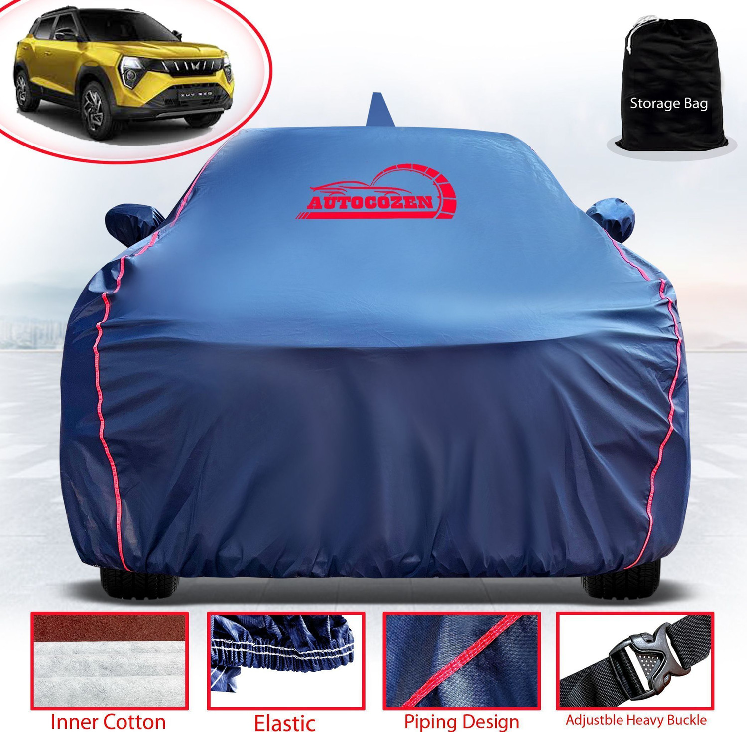 Autocozen Waterproof Car Cover For Mahindra Xuv 3Xo (With Mirror Pockets) 1