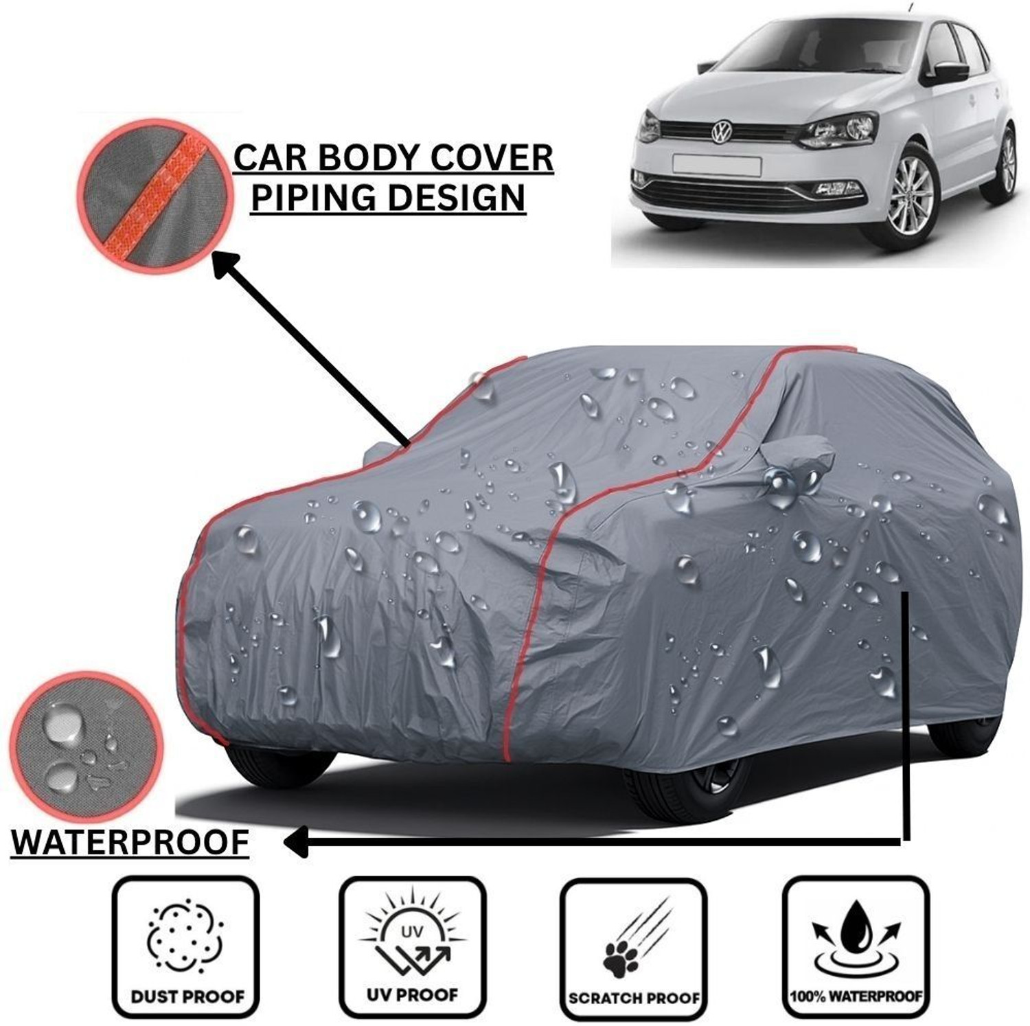 Le Pra Car Cover For Volkswagen Polo Equisite (With Mirror Pockets) 1