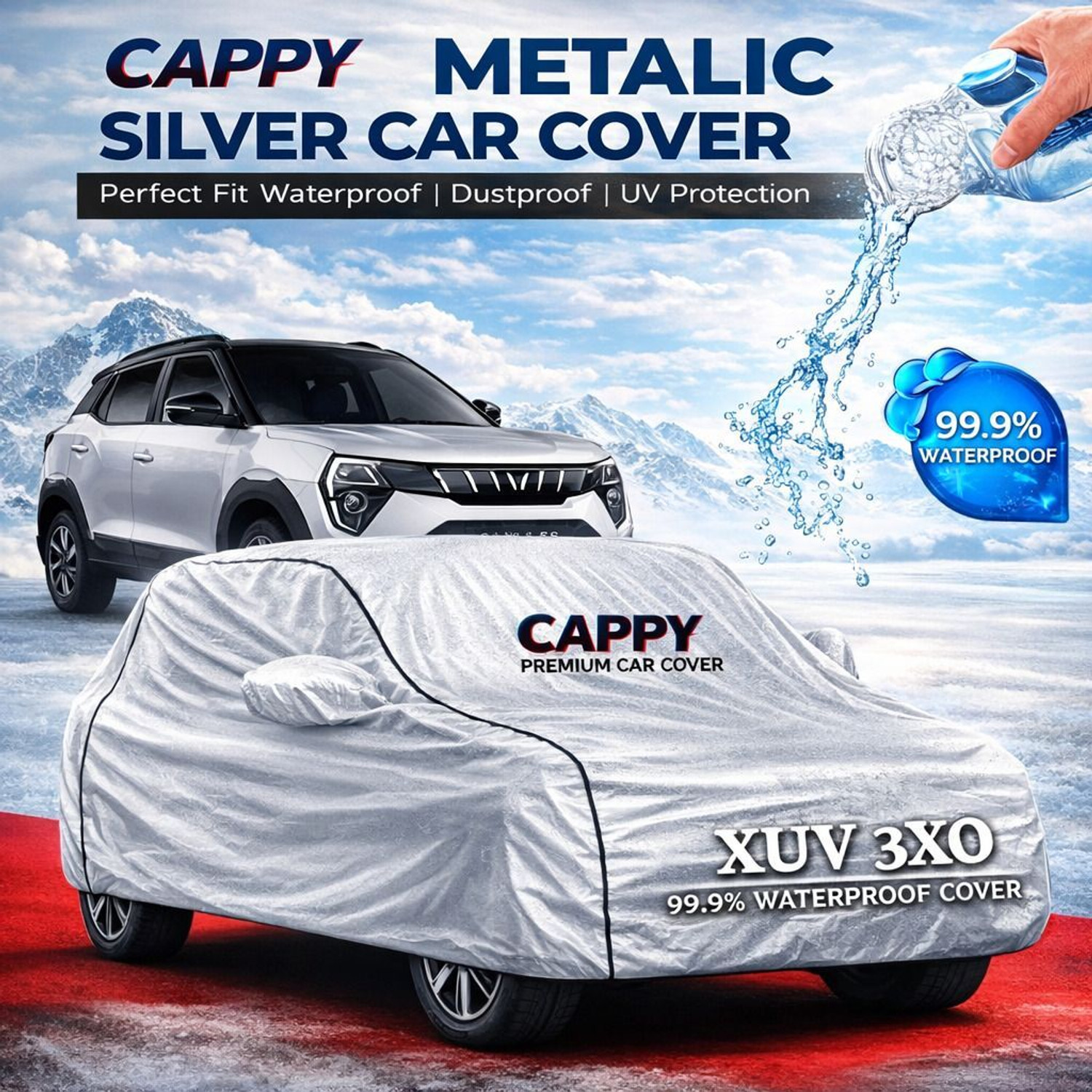 Cappy Car Cover For Mahindra Xuv 3Xo (With Mirror Pockets) 1