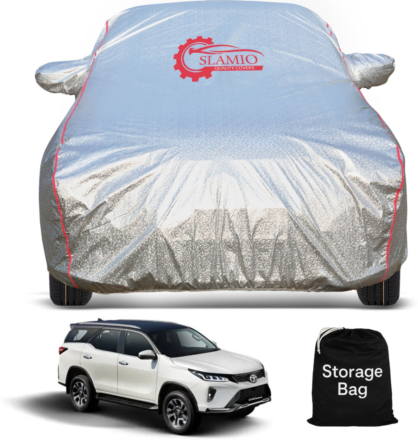 Slamio Car Cover For Toyota Fortuner, Fortuner 2.5 4X2 At Trd Sportivo, Fortuner 2.5 4X2 Mt Trd Sportivo, Fortuner 2.7 2Wd At Petrol, Fortuner 2.7 2Wd Mt Petrol, Fortuner 2.8 2Wd At Diesel, Fortuner 2.8 2Wd Mt Diesel, Fortuner 2.8 4Wd At Diesel, Fortuner 2.8 4Wd Mt Diesel, Fortuner 2.8 At Celebratory Edition Diesel, Fortuner 4X2 At, Fortuner 4X2 Manual, Fortuner 4X4 At, Fortuner 4X4 Mt (With Mirror Pockets) 3
