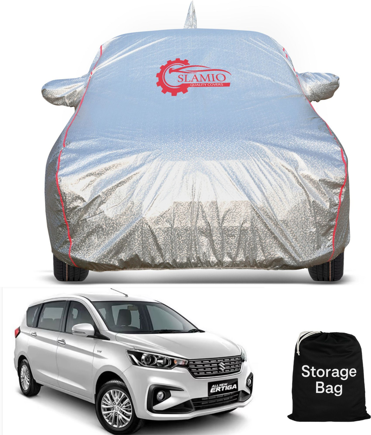 Slamio Car Cover For Maruti Suzuki Ertiga, Ertiga 1.5 Vdi Diesel, Ertiga 1.5 Zdi Plus Diesel, Ertiga Cng Vxi, Ertiga Ex, Ertiga Lxi, Ertiga Lxi Petrol, Ertiga Vxi, Ertiga Vxi At Petrol, Ertiga 1.5 Vdi Diesel, Ertiga Vxi Cng, Ertiga Zxi Plus Petrol (With Mirror Pockets) 3