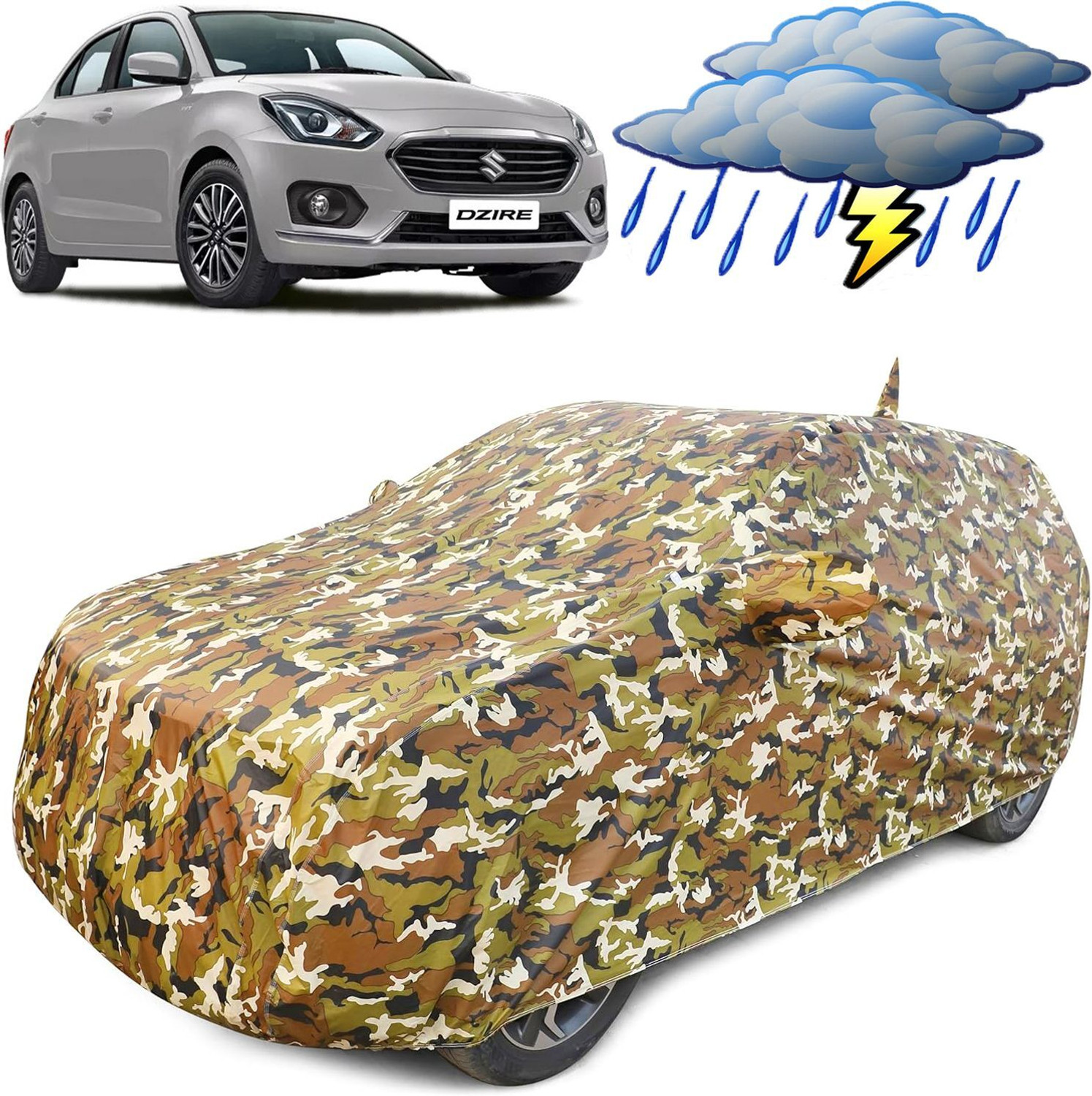 Taxzone Car Cover For Maruti, Maruti Suzuki Dzire, Swift Dzire, Swift Dzire Ldi, Swift Dzire Lxi, Swift Dzire Vdi, Swift Dzire Zxi (With Mirror Pockets) 1