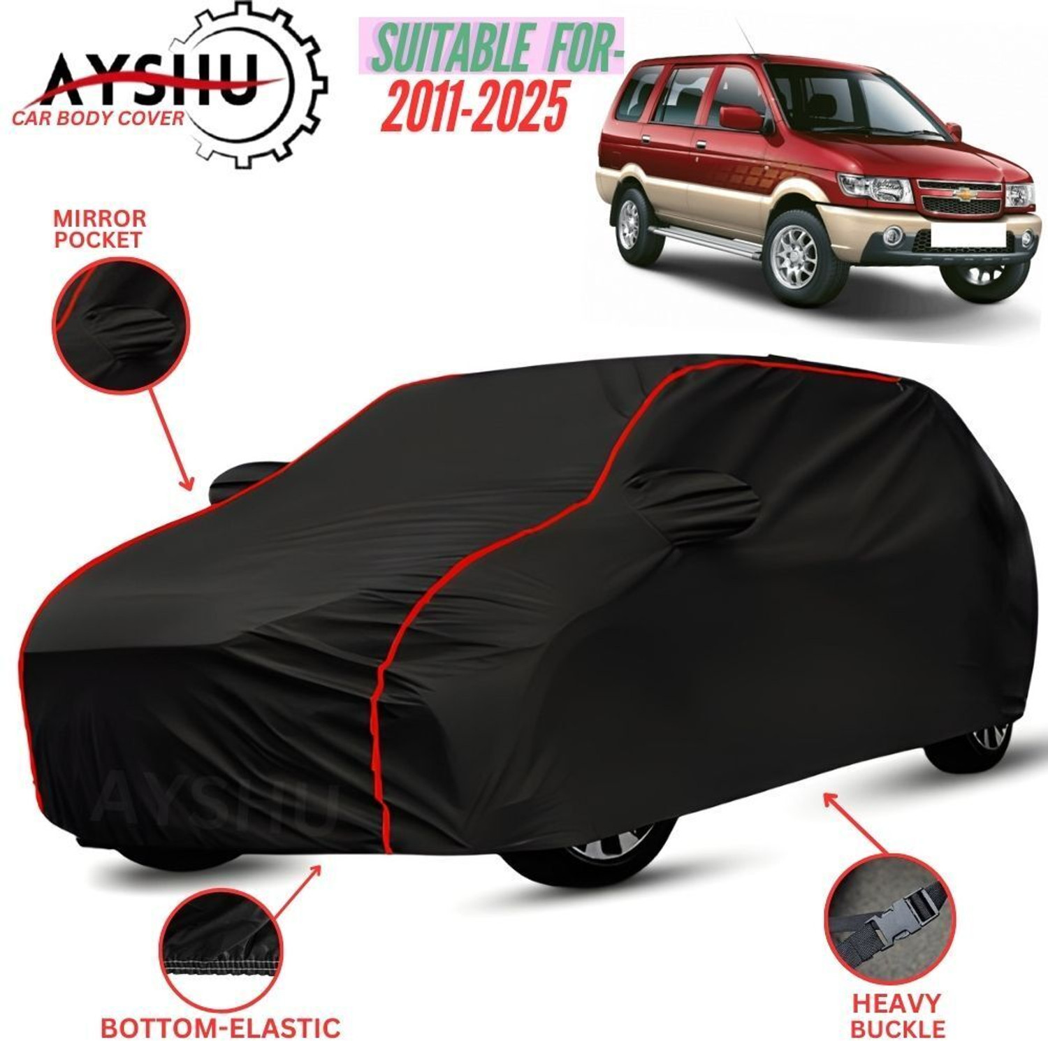 Ayshu Car Cover For Chevrolet Tavera, Tavera 2.5 L, Tavera 2.5 Lt, Tavera 7 Str, Tavera 8 Seater, Tavera Bs3 (With Mirror Pockets) 1