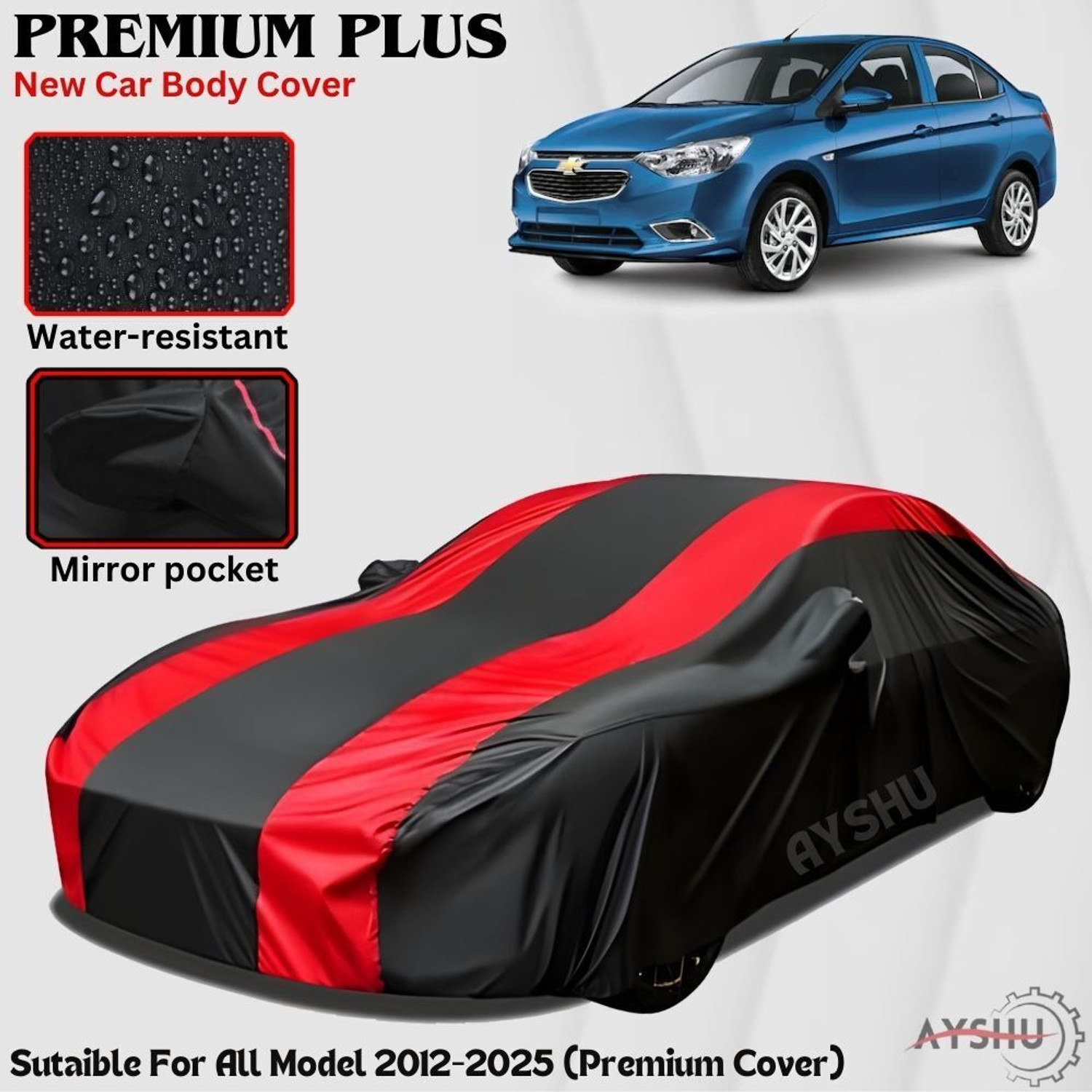 Ayshu Car Cover For Chevrolet Aveo, Aveo 1.4 Ls, Aveo Ex, Aveo Lx, Aveo Parx Silver, Aveo U-Va, Aveo Uva (With Mirror Pockets) 1