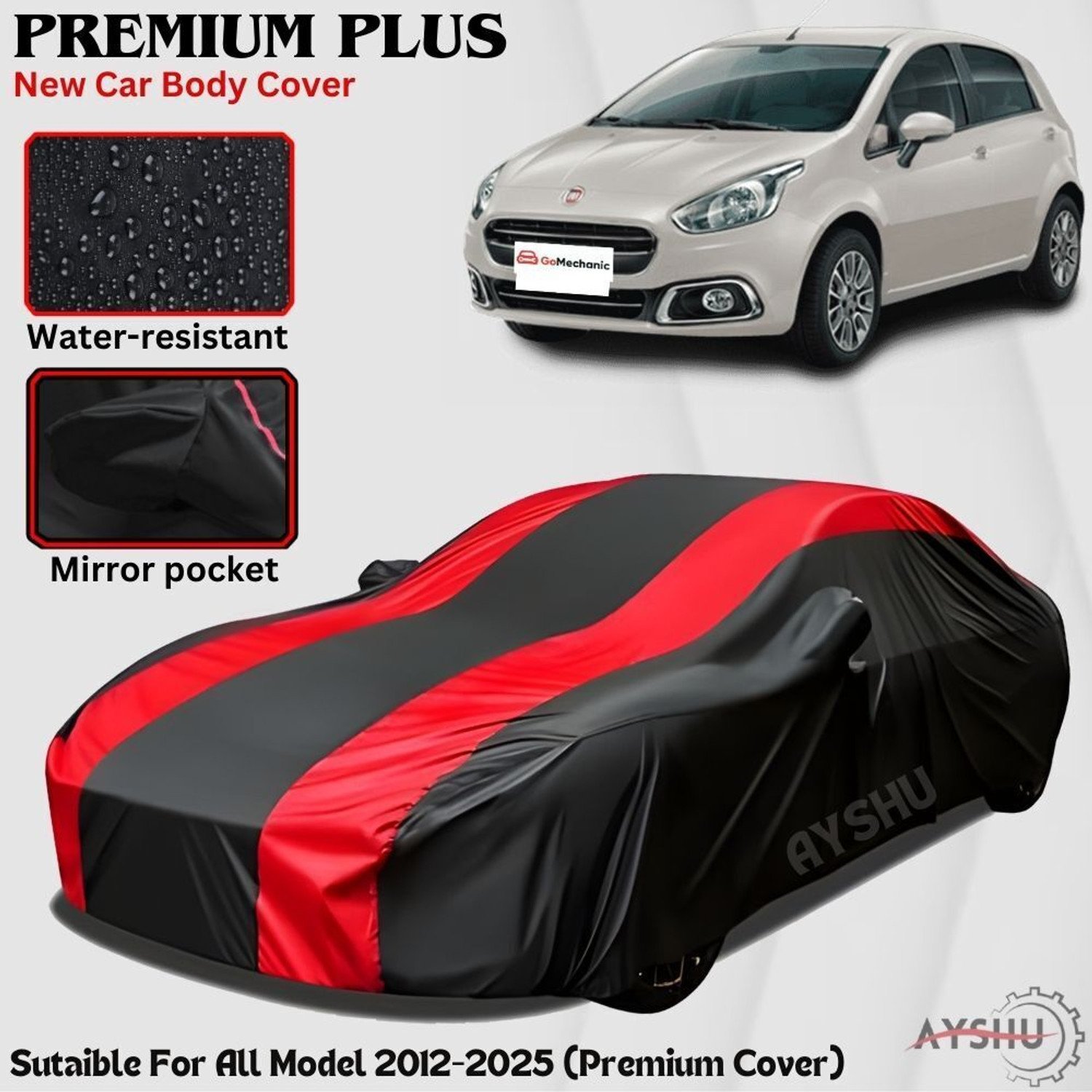 Ayshu Car Cover For Fiat Punto, Punto 1.7 Td, Universal For Car (With Mirror Pockets) 57