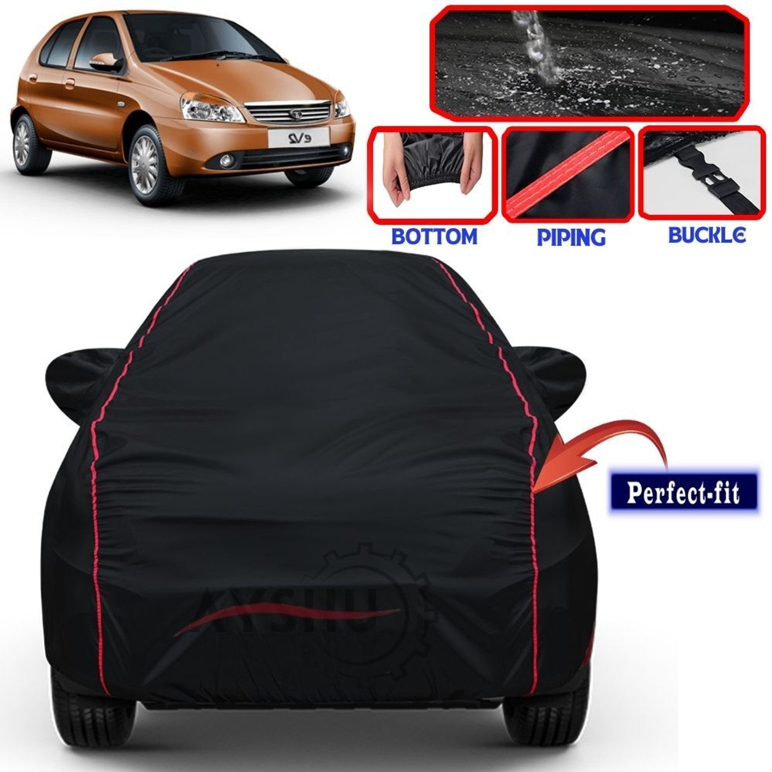Ayshu Car Cover For Tata Indica Ev2, Indica Ev2 Emax Cng Gls, Indica Ev2 Emax Cng Glx, Indica Ev2 Ls Bsiii, Indica Ev2 Lx Bsiii, Indica Ev2 Els, Indica Ev2 Elx (With Mirror Pockets) 1